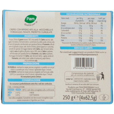 PAM Qualità per te Formaggio e Mozzarella 4 crepes surgelate 4 x 62,5 g – immagine 11