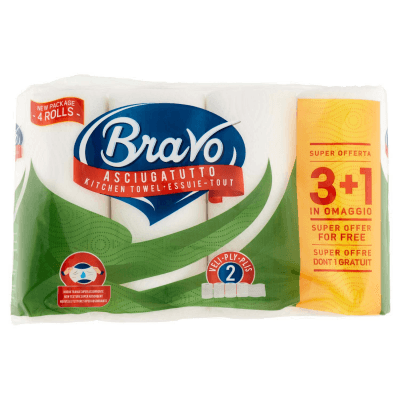 Asciugatutto 4 rotoli 2 veli pura cellulosa 100% bianco – immagine 9