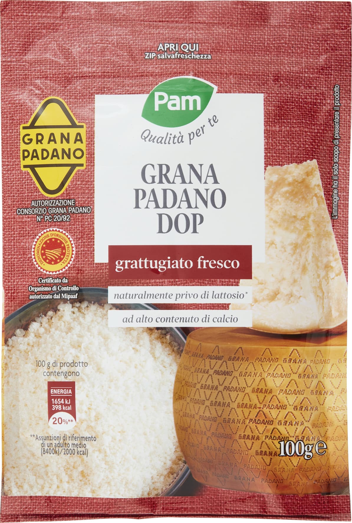 PAM Qualità per te grattugiato Grana Padano DOP 100 g – immagine 2