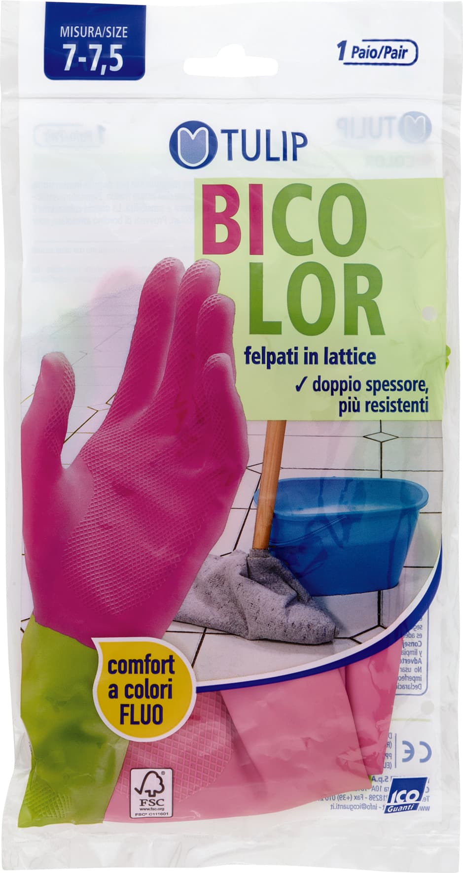 Tulip Bicolor guanti felpati in lattice Misura 7-7,5 1 paio – immagine 2
