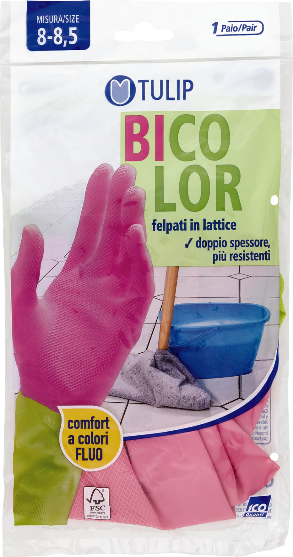 Tulip Bicolor Guanti felpati in lattice Misura 8-8,5 1 Paio – immagine 2