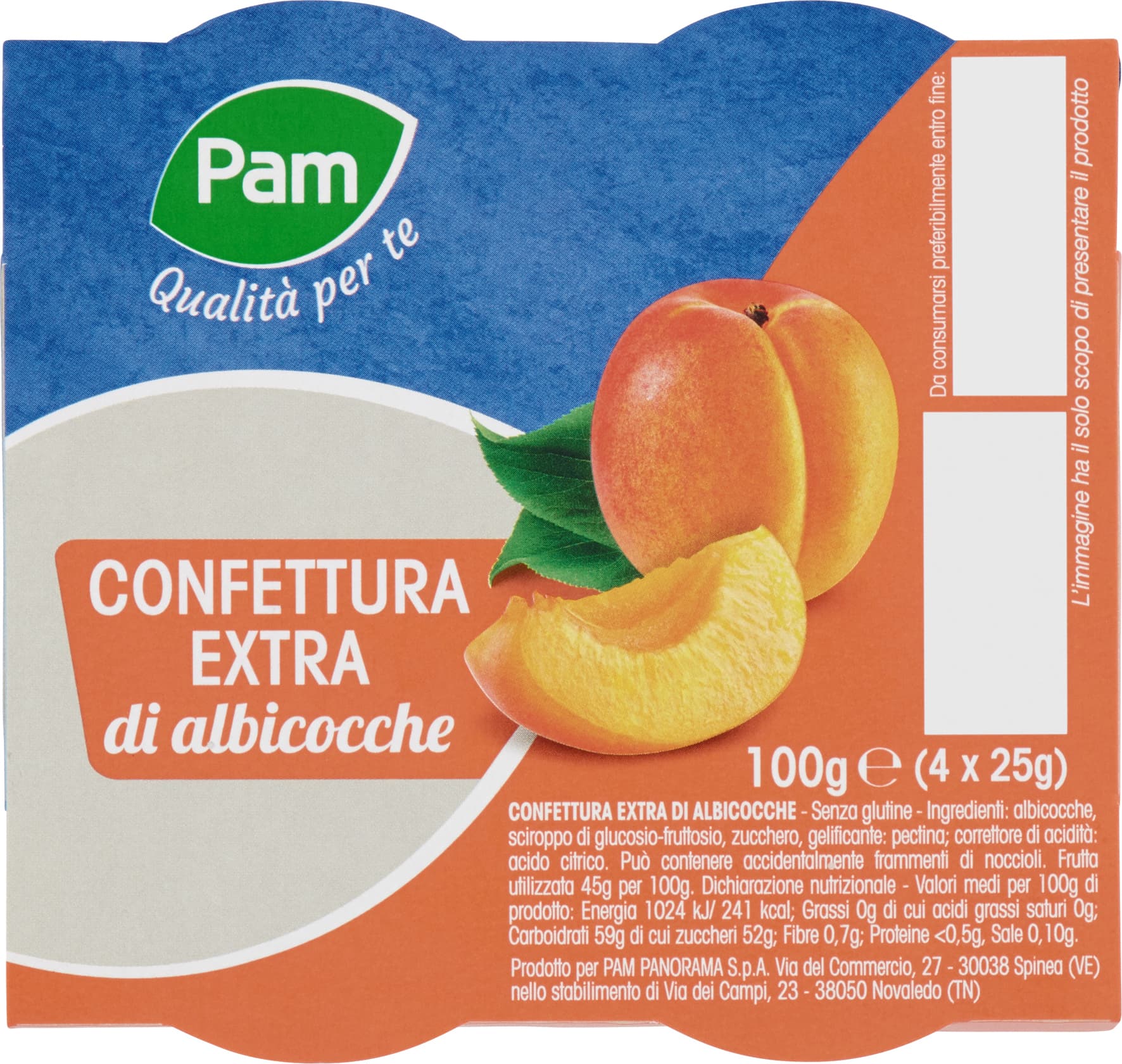 PAM Qualità per te Confettura Extra di albicocche 100g (25g x 4) – immagine 2