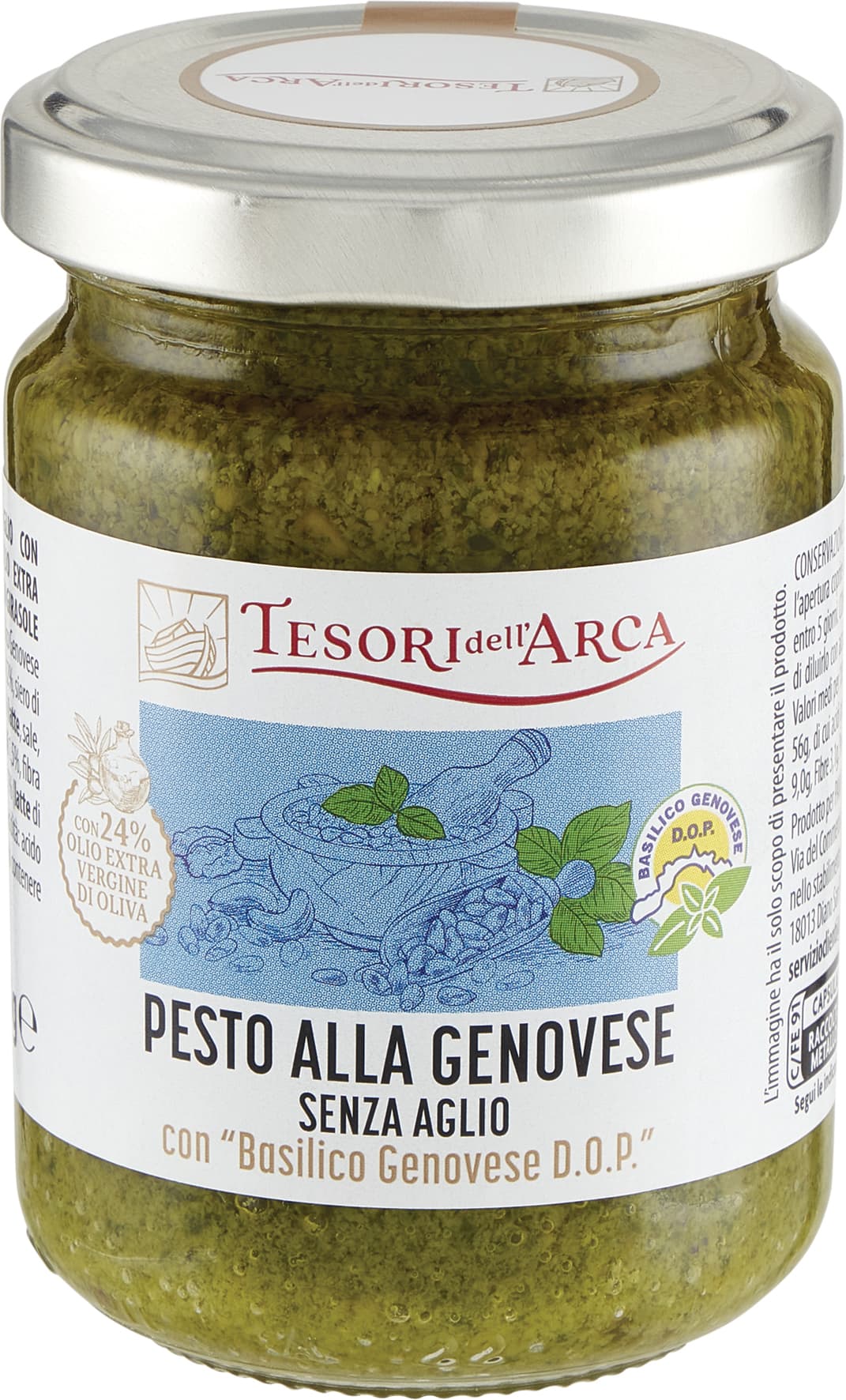 TESORI DELL'ARCA Pesto alla Genovese Senza Aglio con " Basilico Genovese D.O.P." 130 g – immagine 2