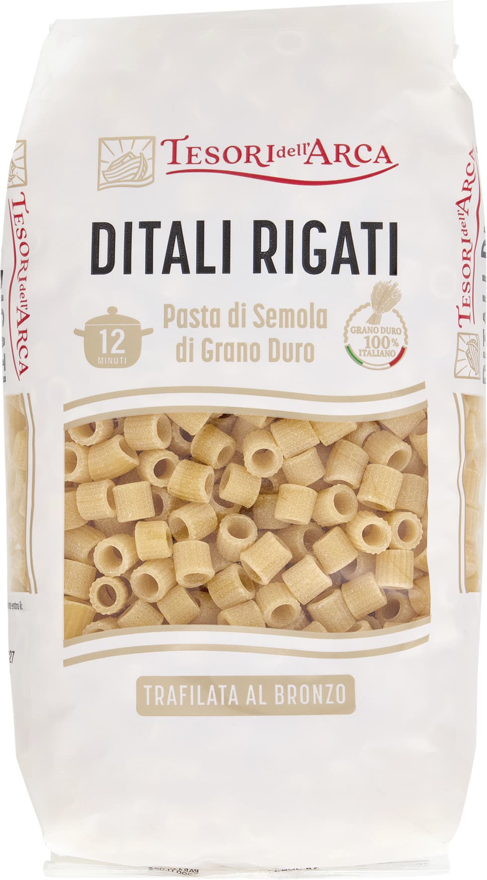 TESORI DELL'ARCA Pasta di Semola di Grano Duro Ditali Rigati 500 g – immagine 2