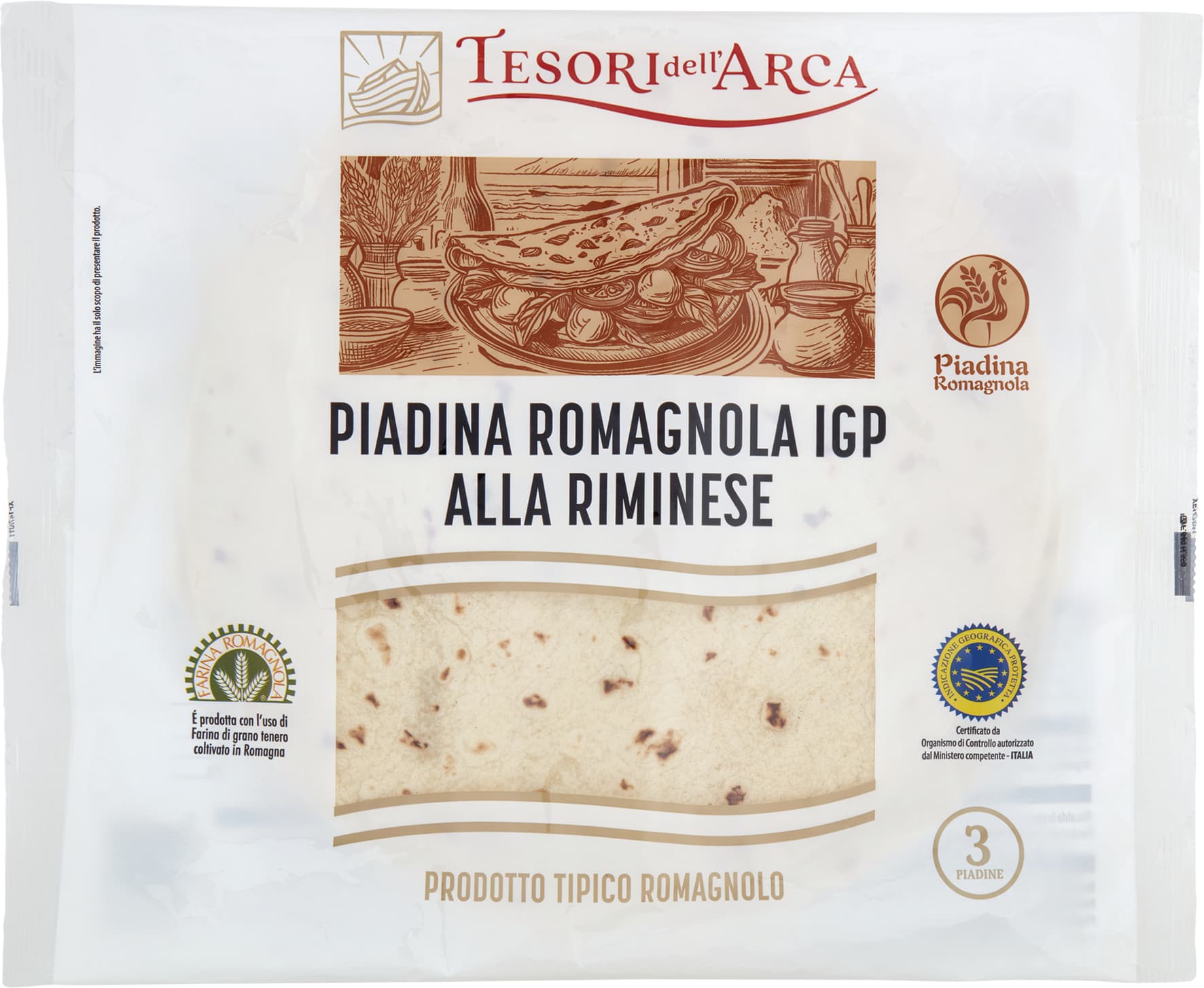 TESORI DELL'ARCA Piadina Romagnola IGP alla Riminese 3 x 120 g – immagine 2