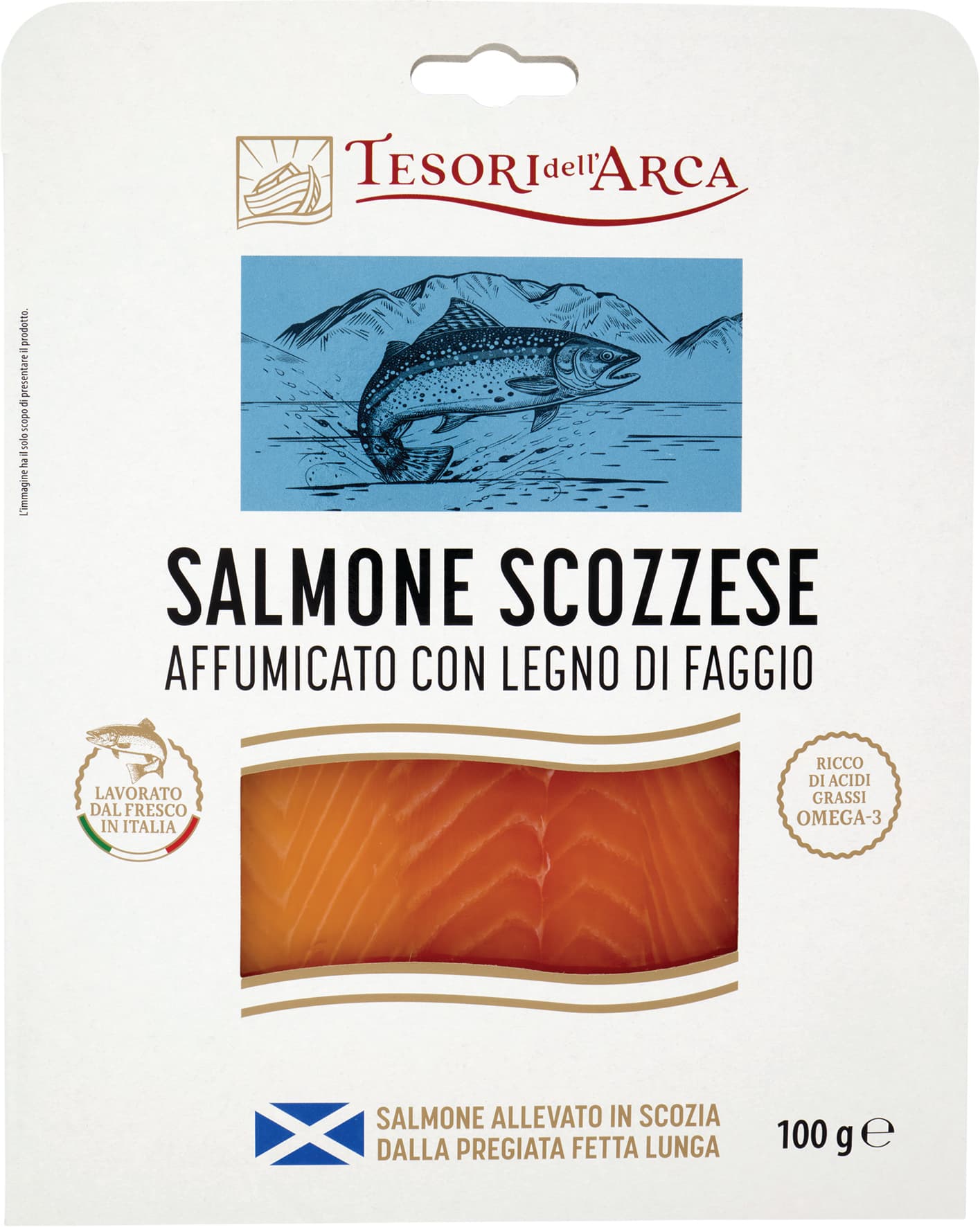 TESORI DELL'ARCA Salmone Scozzese Affumicato con Legno di Faggio 100 g – immagine 2