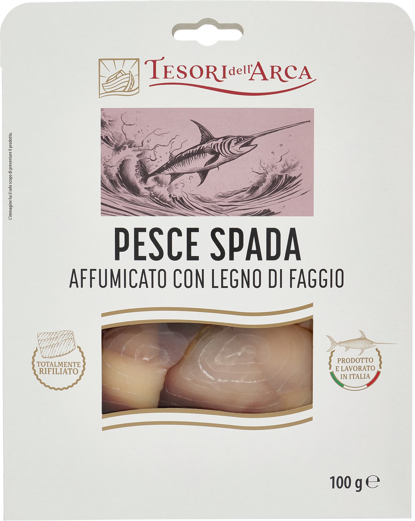 TESORI DELL'ARCA Pesce Spada Affumicato con Legno di Faggio 100 g – immagine 2