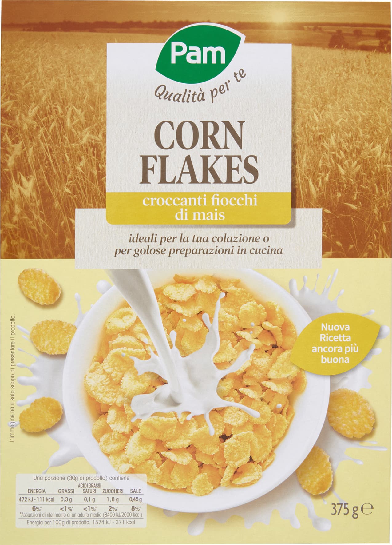 PAM Qualità per te Corn Flakes croccanti fiocchi di mais 375 g – immagine 2