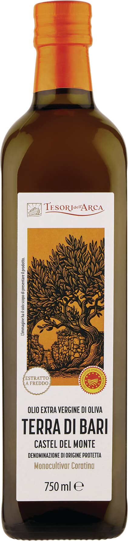 TESORI DELL'ARCA Olio Extra Vergine di Oliva Terra di Bari Castel del Monte DOP 750 ml – immagine 2