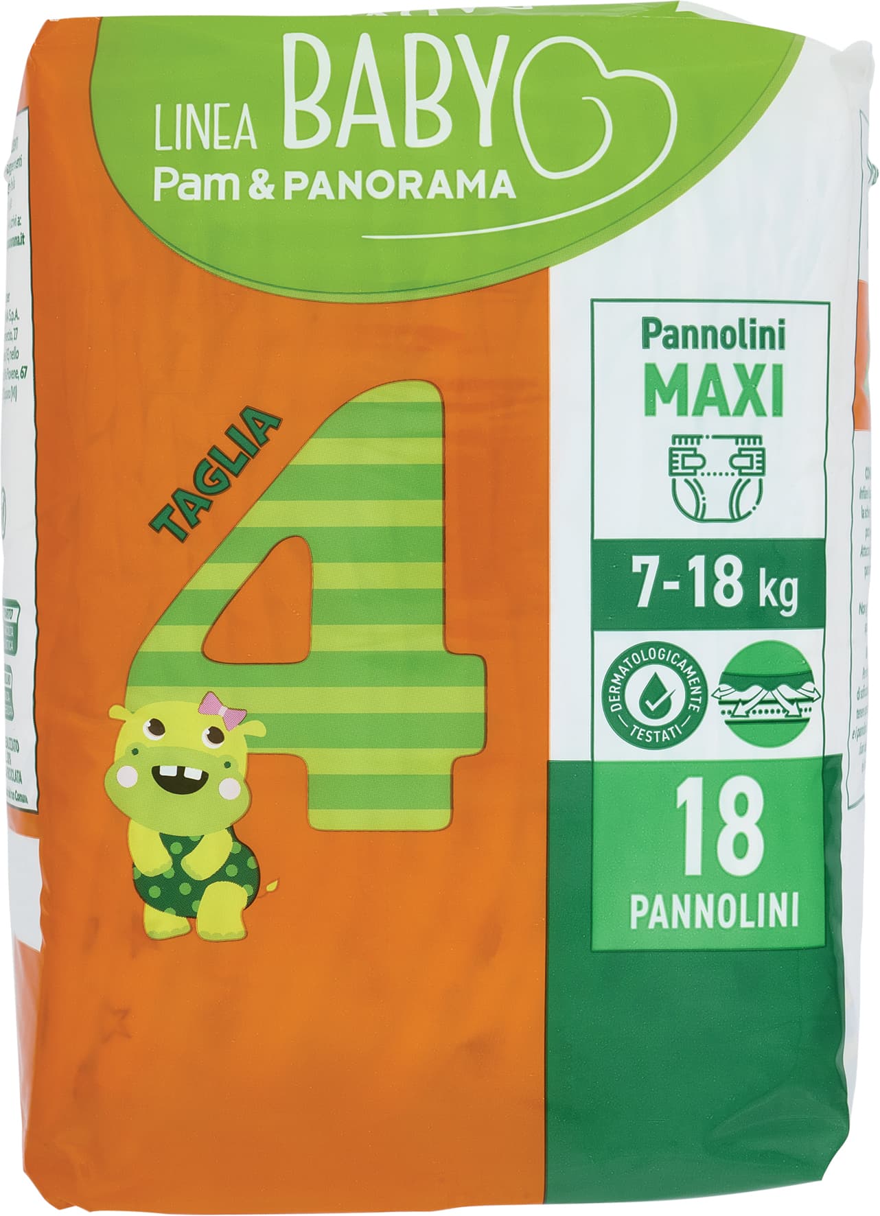 PAM PANORAMA Linea Baby Pannolini Maxi Taglia 4 7-18 Kg 18 pz – immagine 2