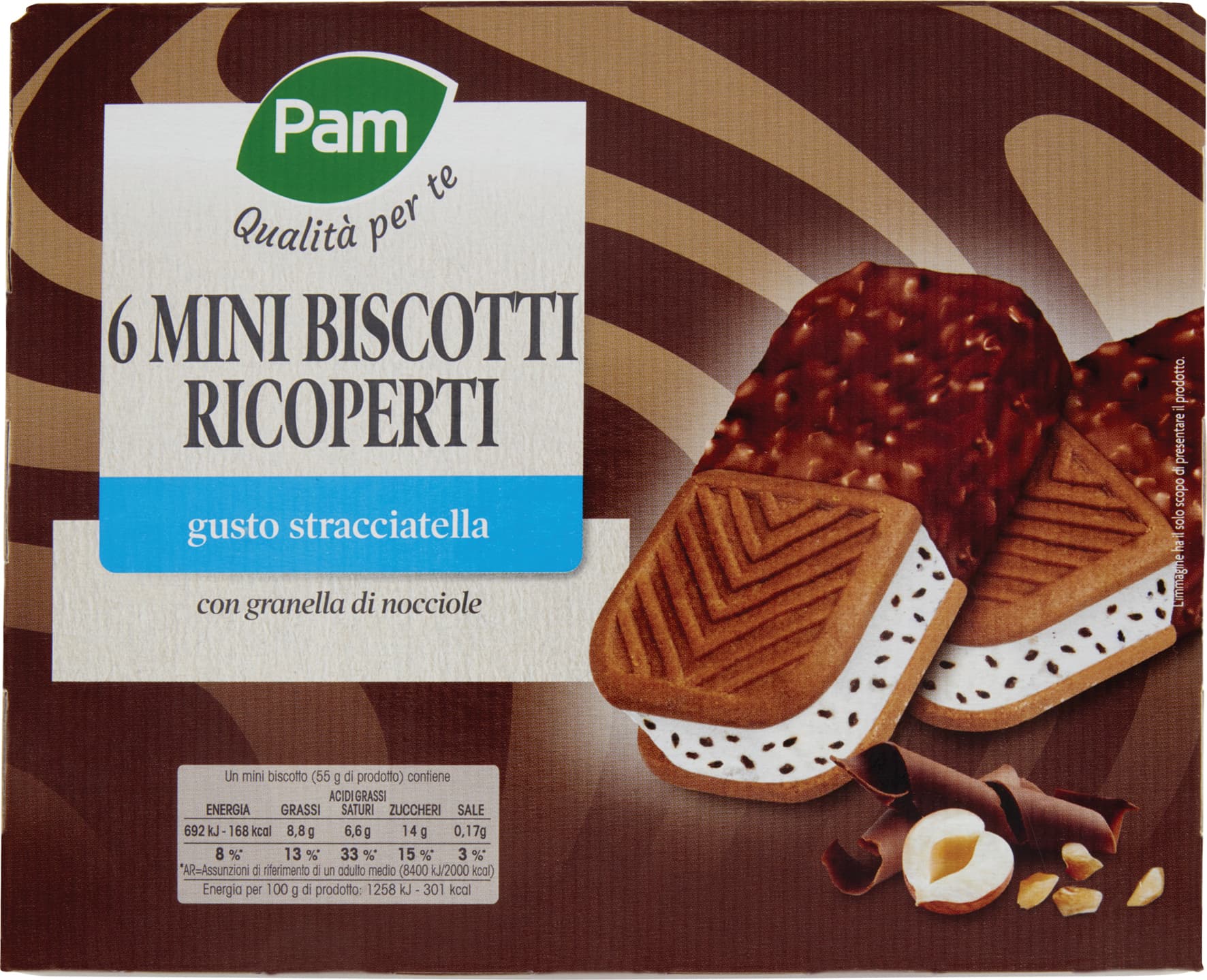 PAM Qualità per te 6 Mini Biscotti Ricoperti gusto stracciatella 6 x 55 g – immagine 2