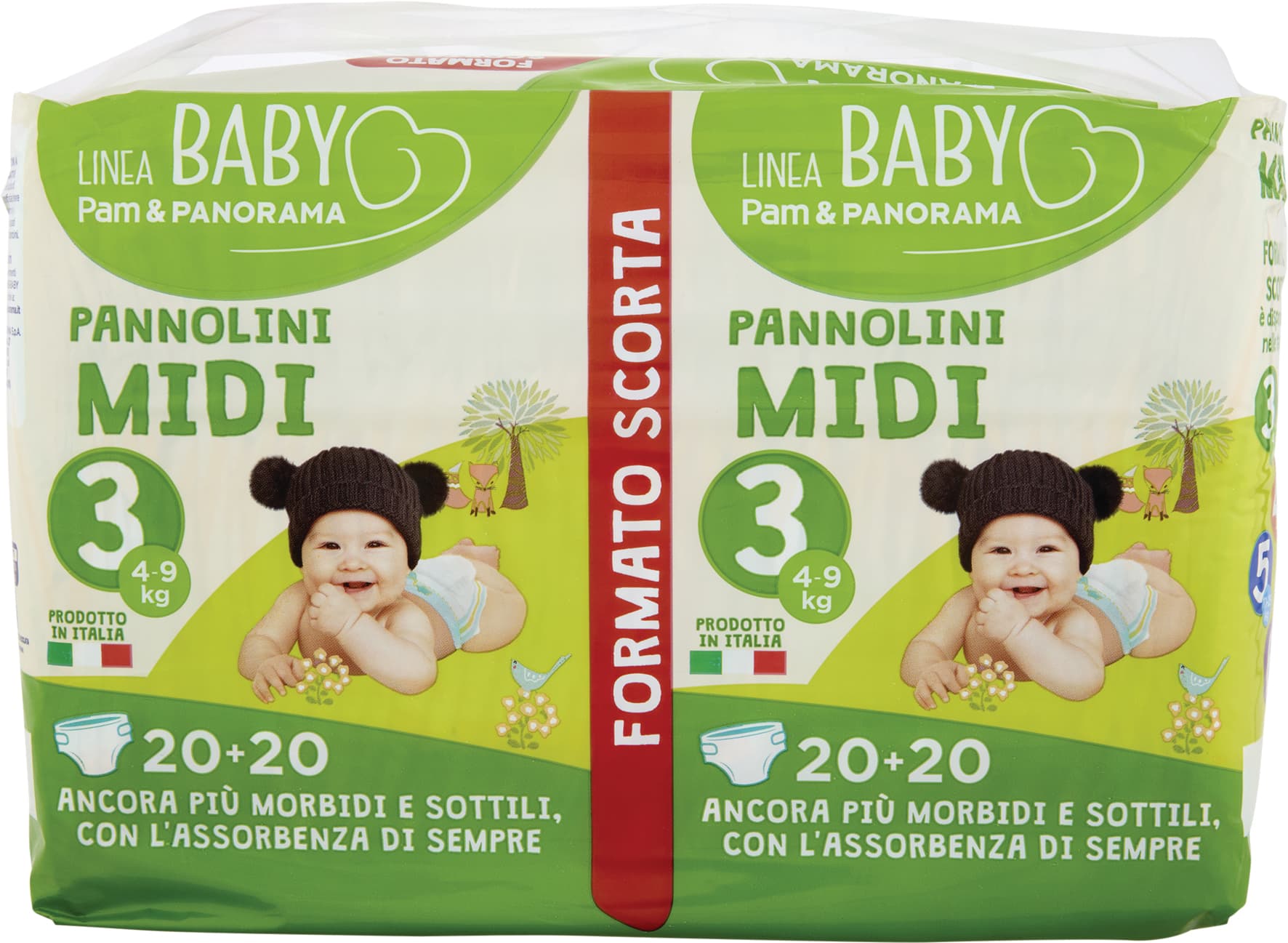 PAM PANORAMA Linea Baby Pannolini Midi 3 4-9 kg 20+20 pz – immagine 2