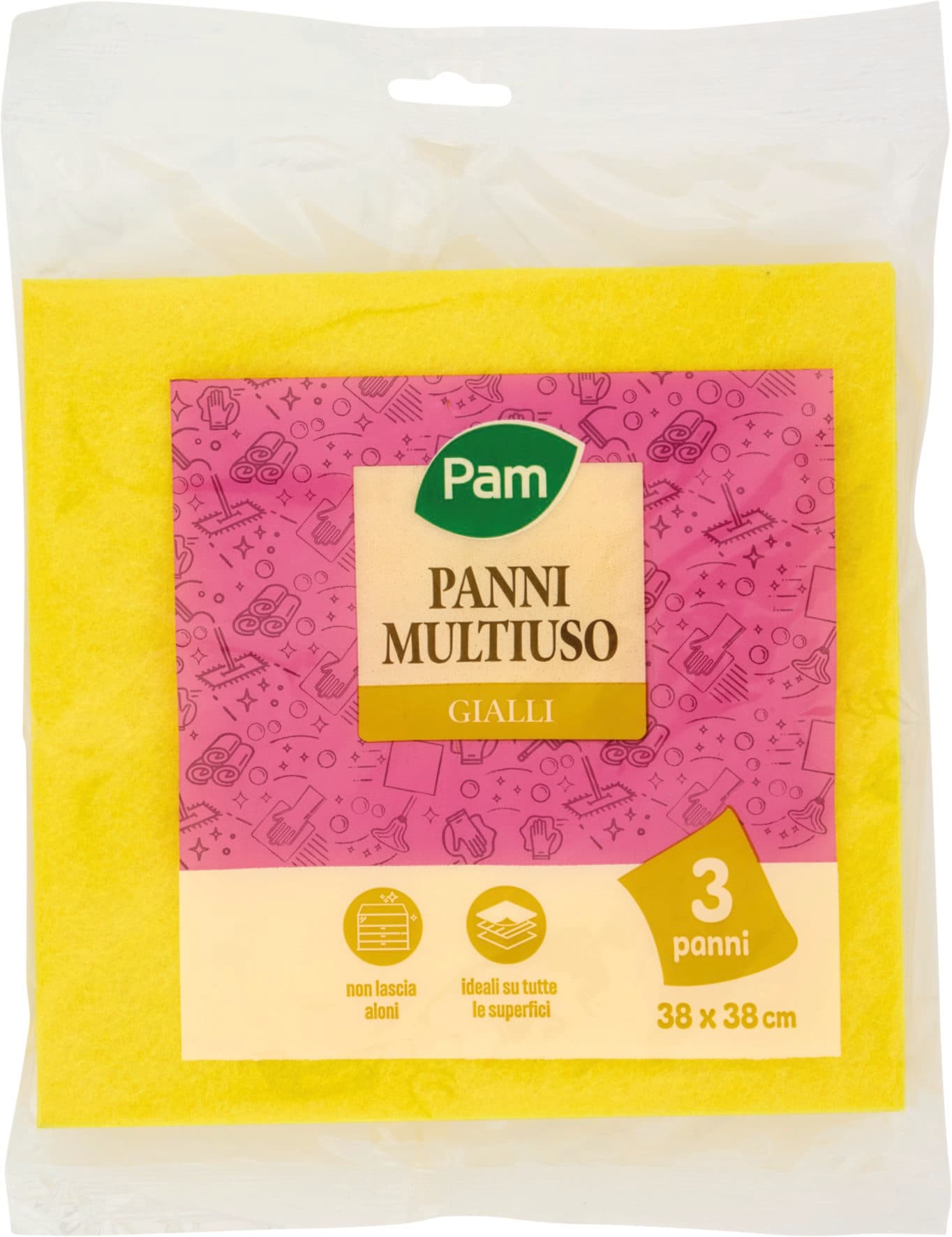 PAM Panni Multiuso Gialli 38 x 38 cm 3 pz – immagine 2