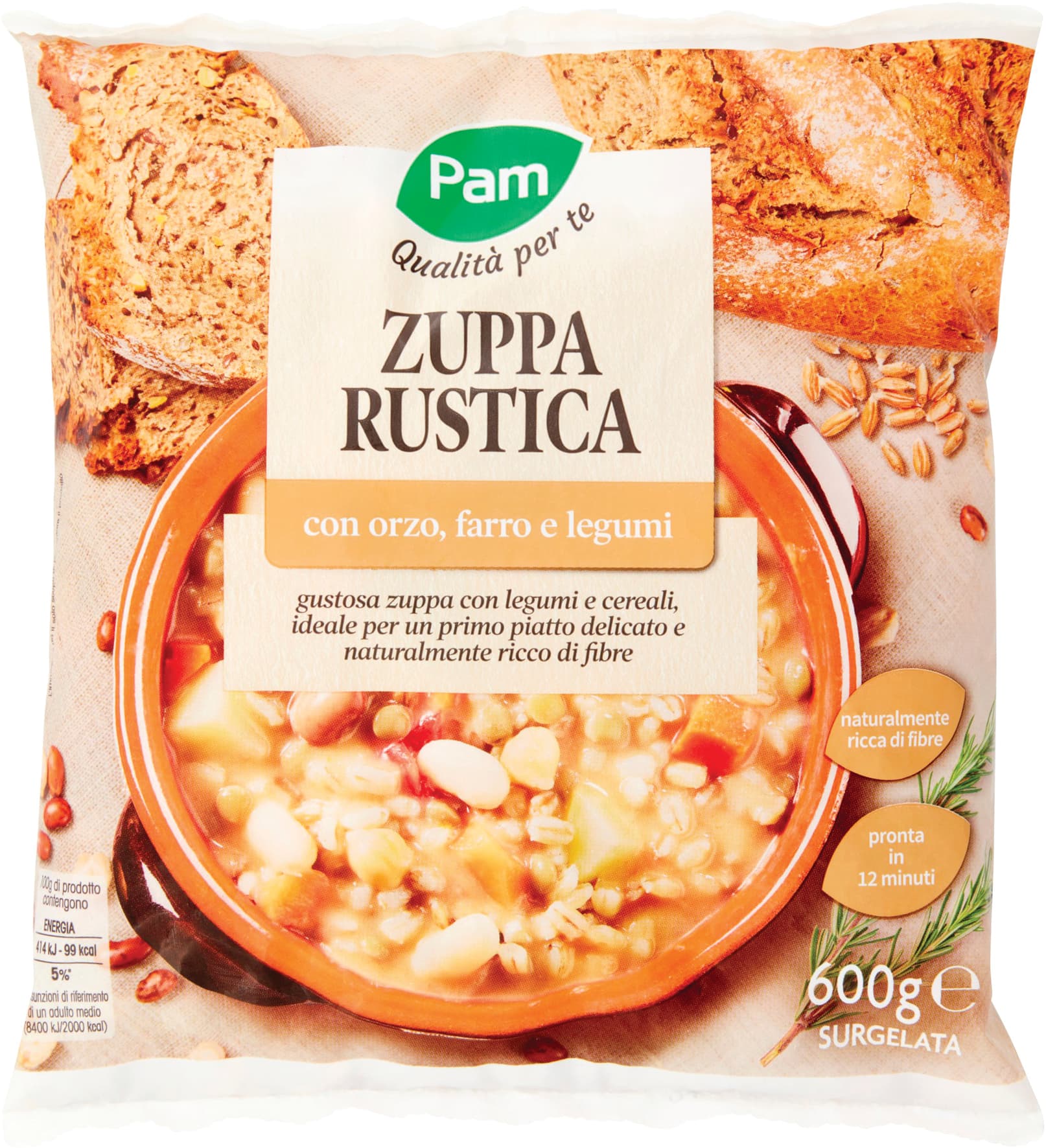 PAM Qualità per te Zuppa Rustica con orzo, farro e legumi Surgelata 600 g – immagine 2
