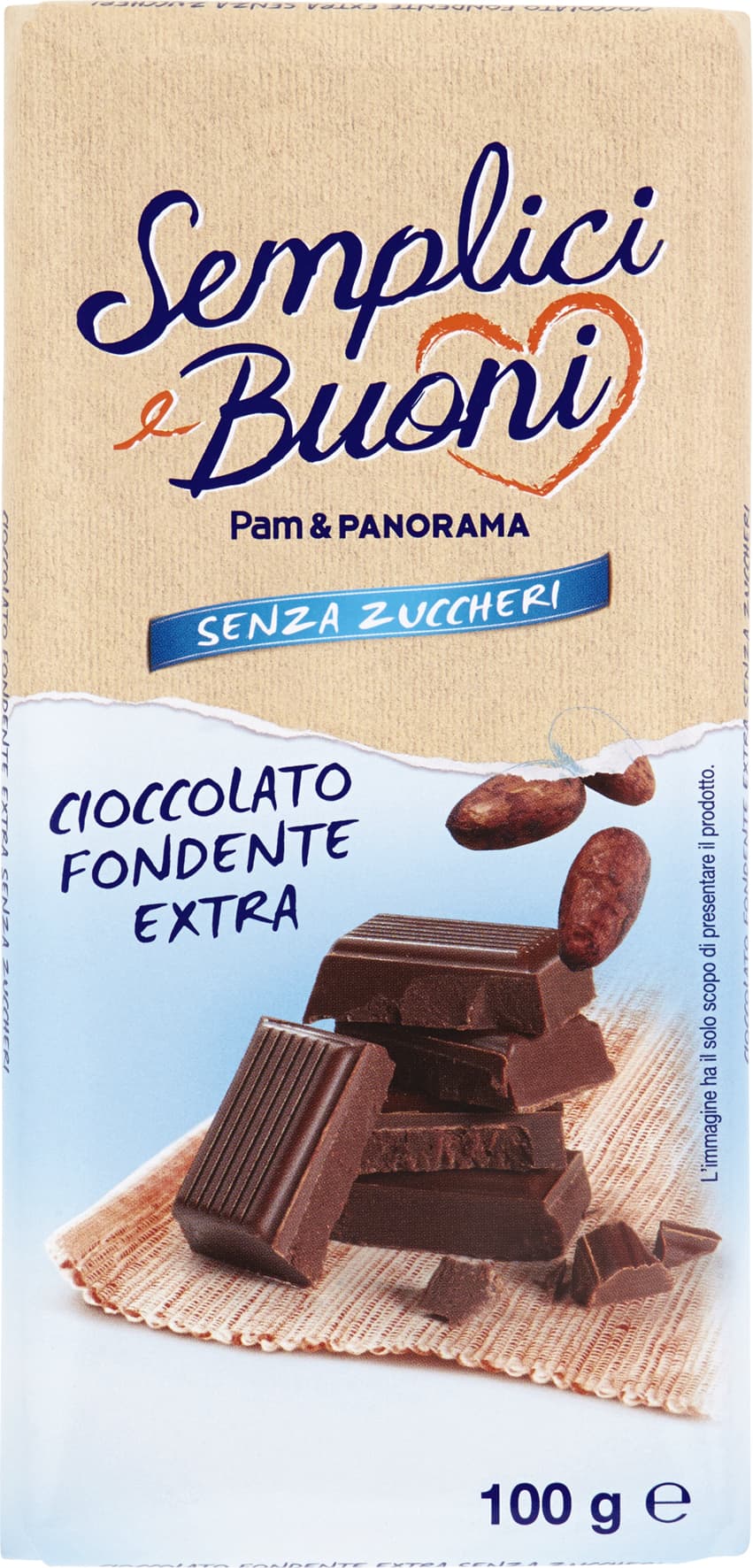 SEMPLICI E BUONI Senza Zuccheri Cioccolato Fondente Extra 100 g – immagine 2
