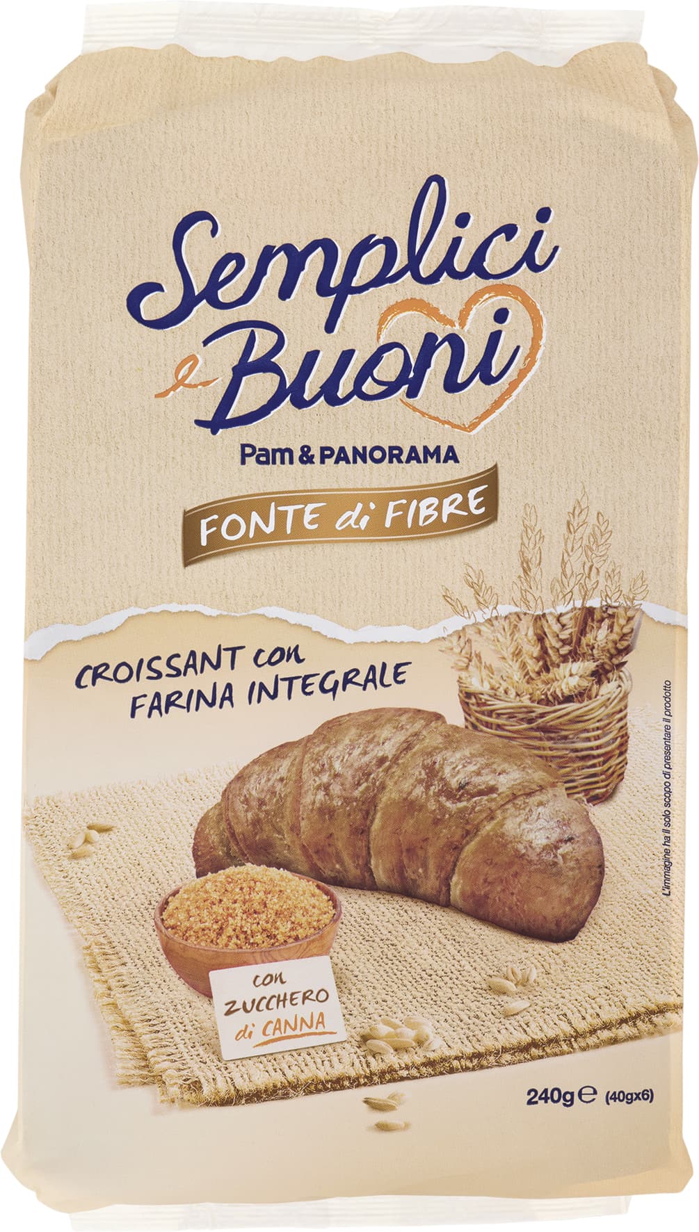 SEMPLICI E BUONI Fonte di Fibre Croissant con farina integrale 240g (40g x 6) – immagine 2