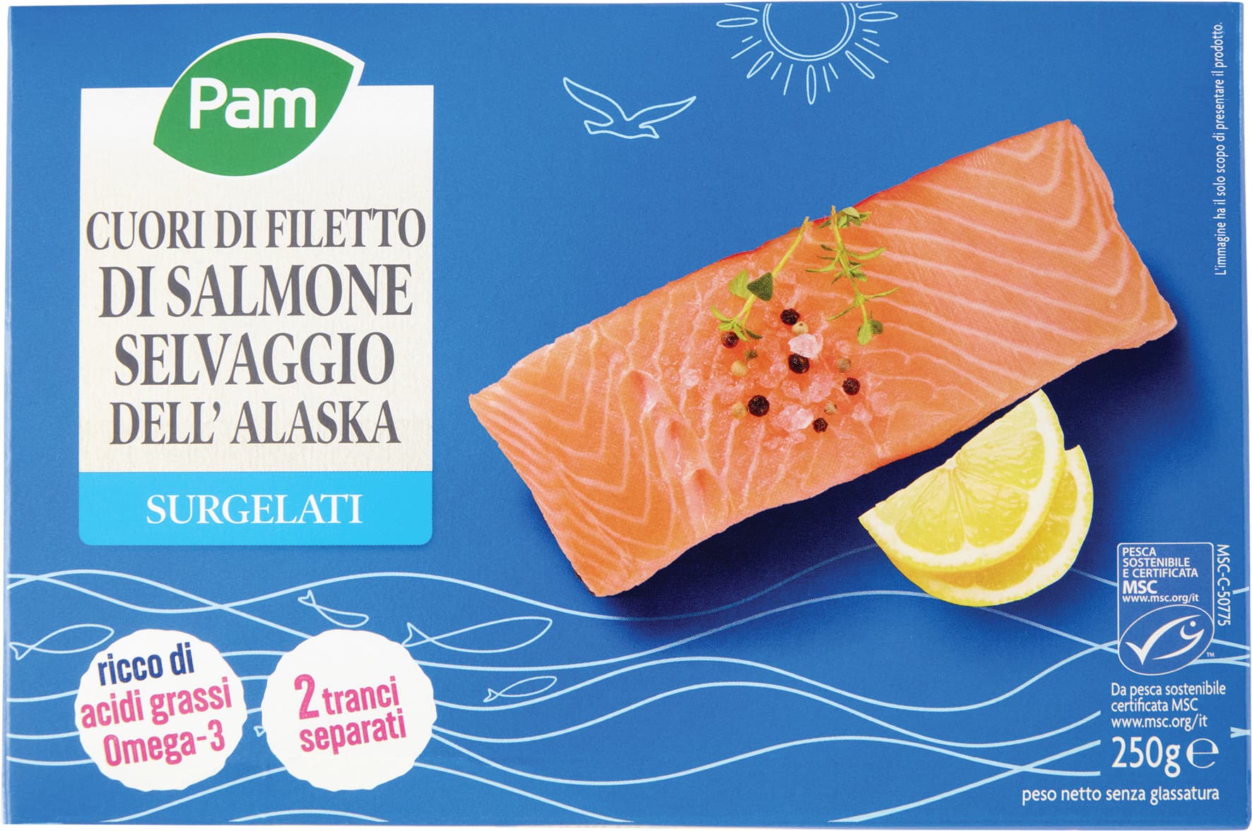 PAM Cuori di Filetto di Salmone Selvaggio dell'Alaska Surgelati 250 g – immagine 2