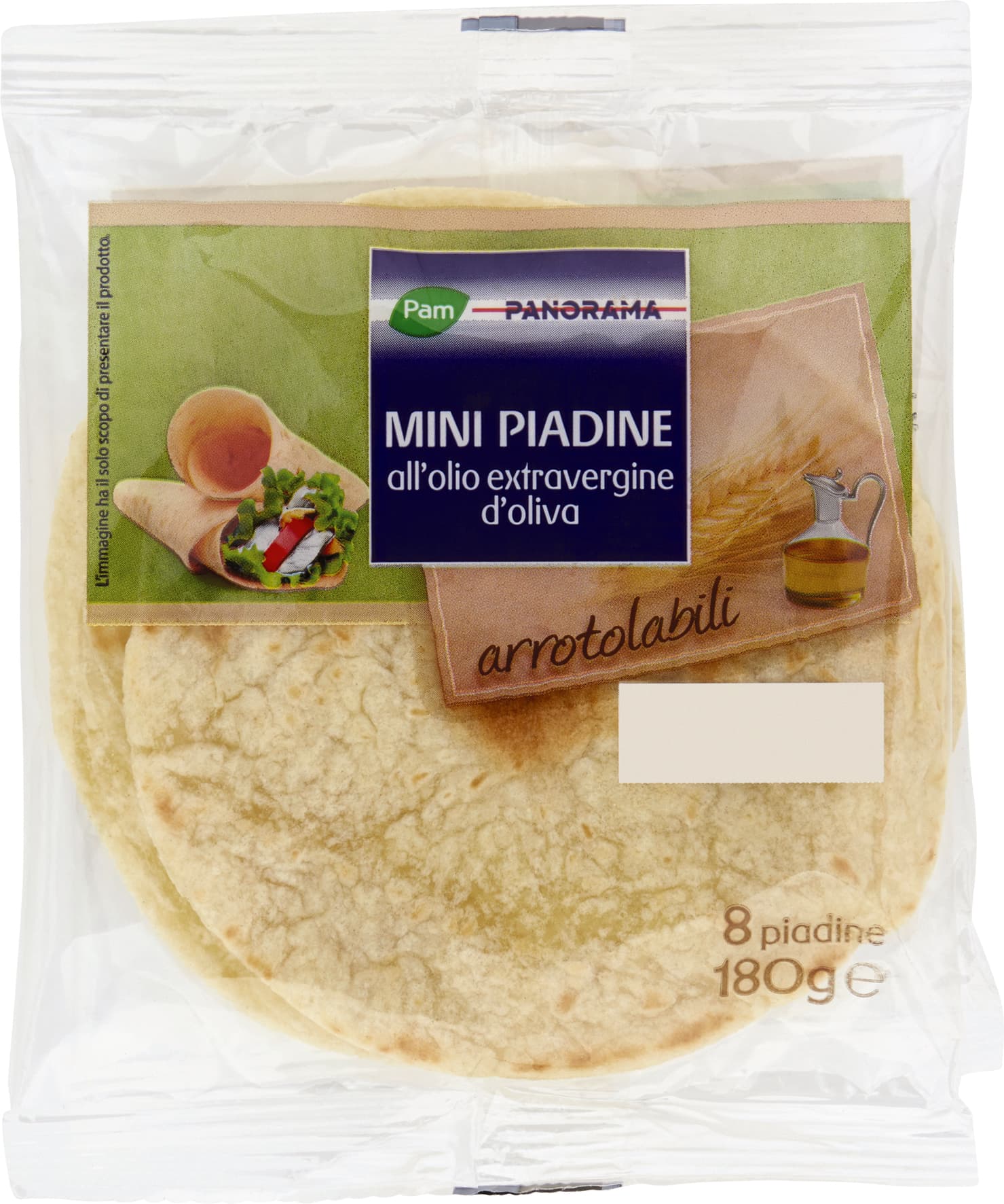 PAM PANORAMA Mini Piadine all'olio extravergine d'oliva 8 piadine 180 g – immagine 2