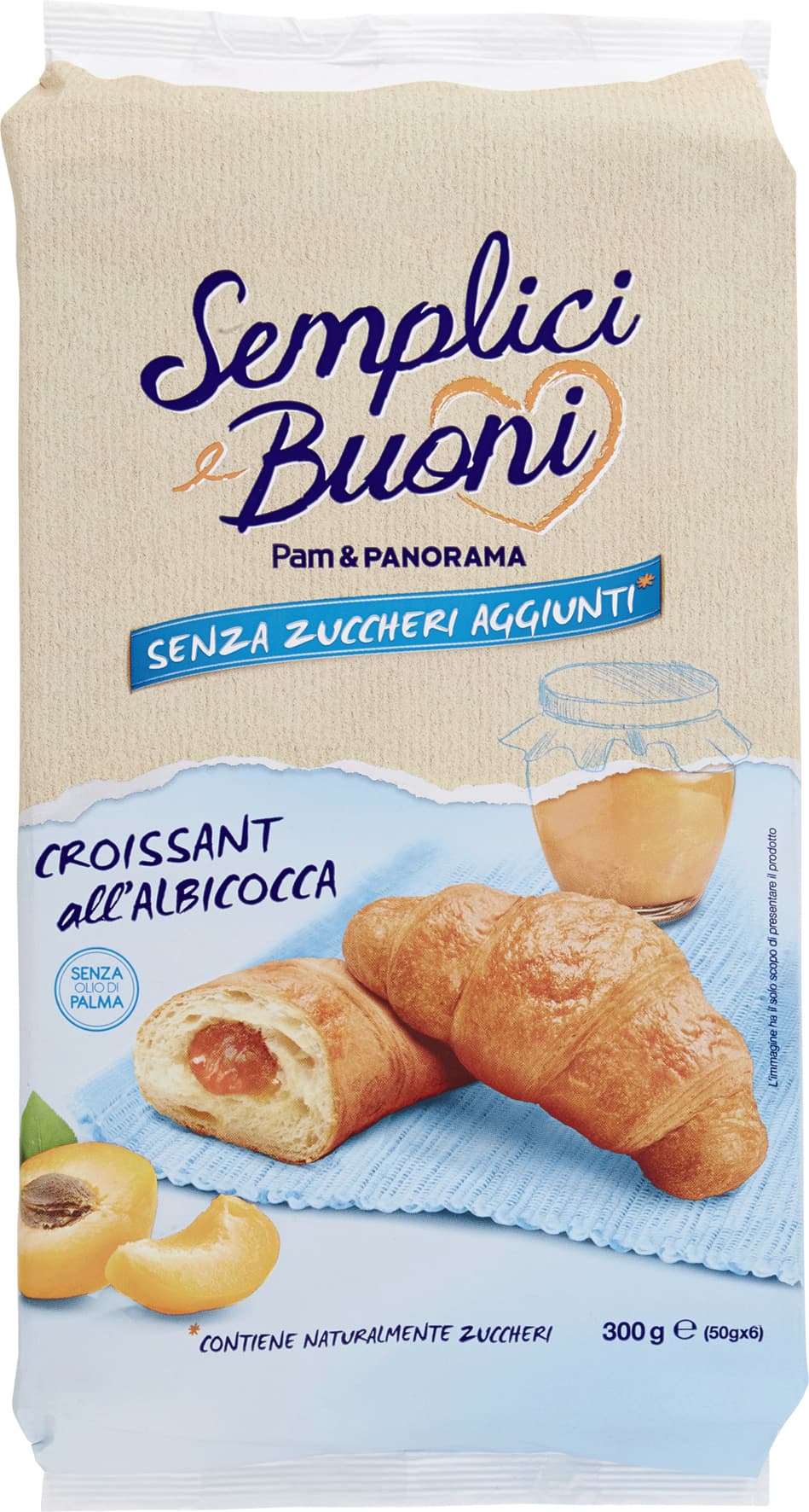 SEMPLICI E BUONI Senza zuccheri aggiunti Croissant all'Albicocca 300g (50gx6) – immagine 2