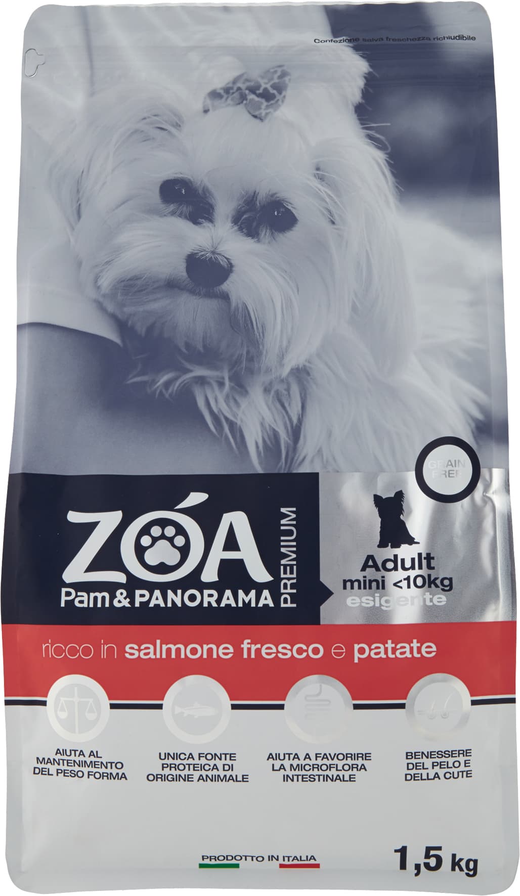 ZOA PREMIUM Adult mini <10kg esigenti ricco in salmone fresco e patate 1,5 kg – immagine 2