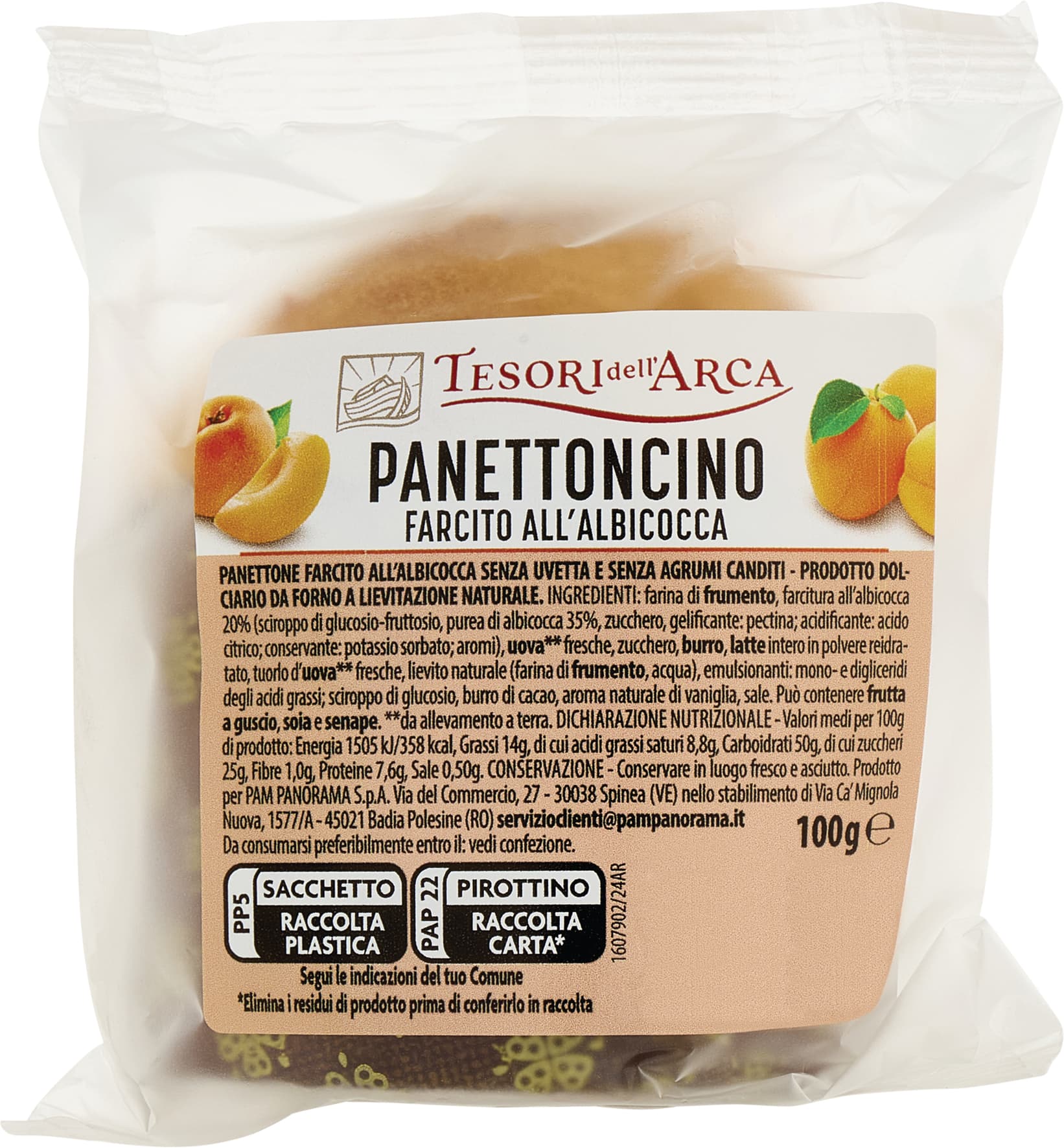 TESORI DELL'ARCA Panettoncino Farcito all'Albicocca 100 g – immagine 2