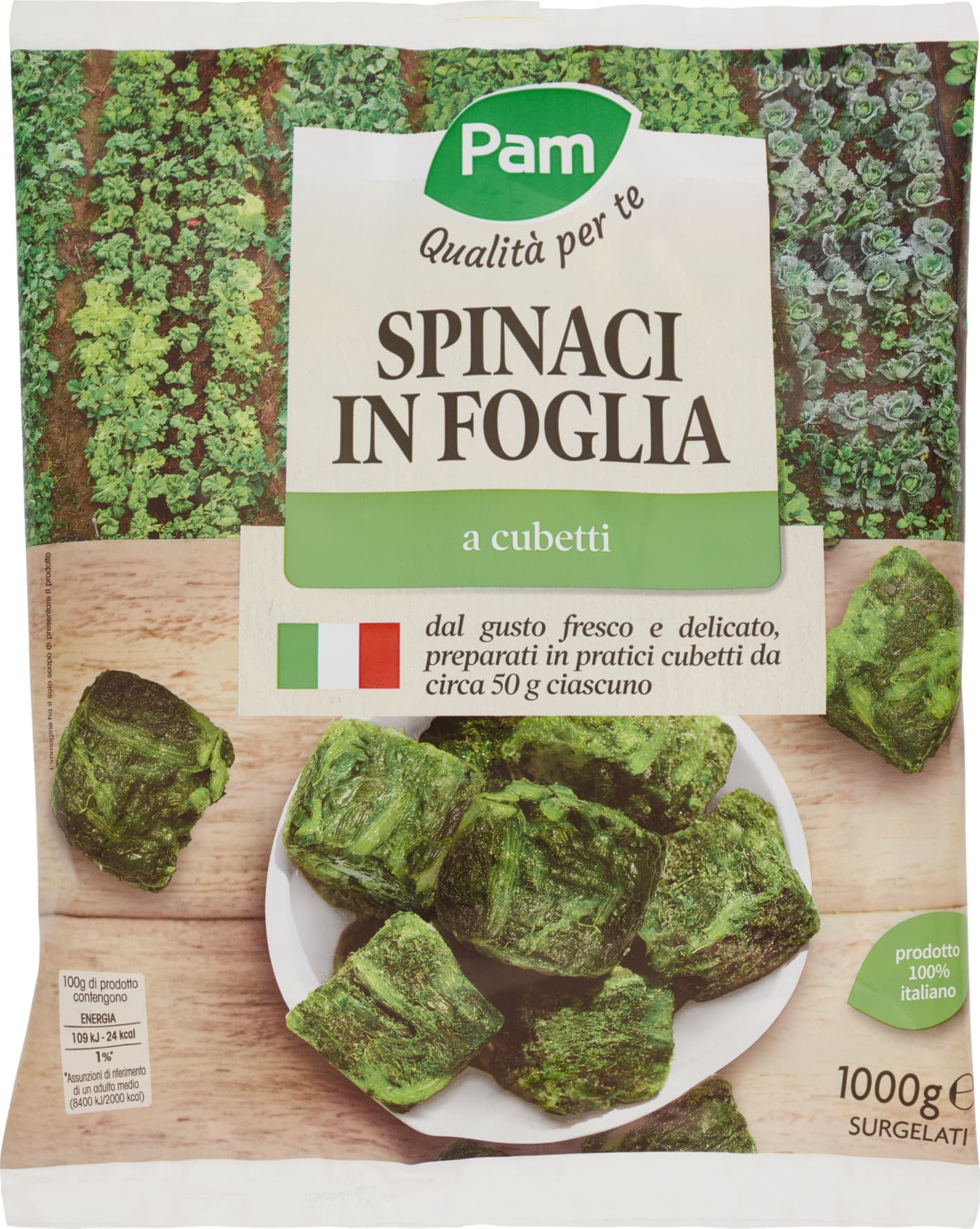 PAM PANORAMA Spinaci a Cubetti surgelati 1 kg – immagine 2