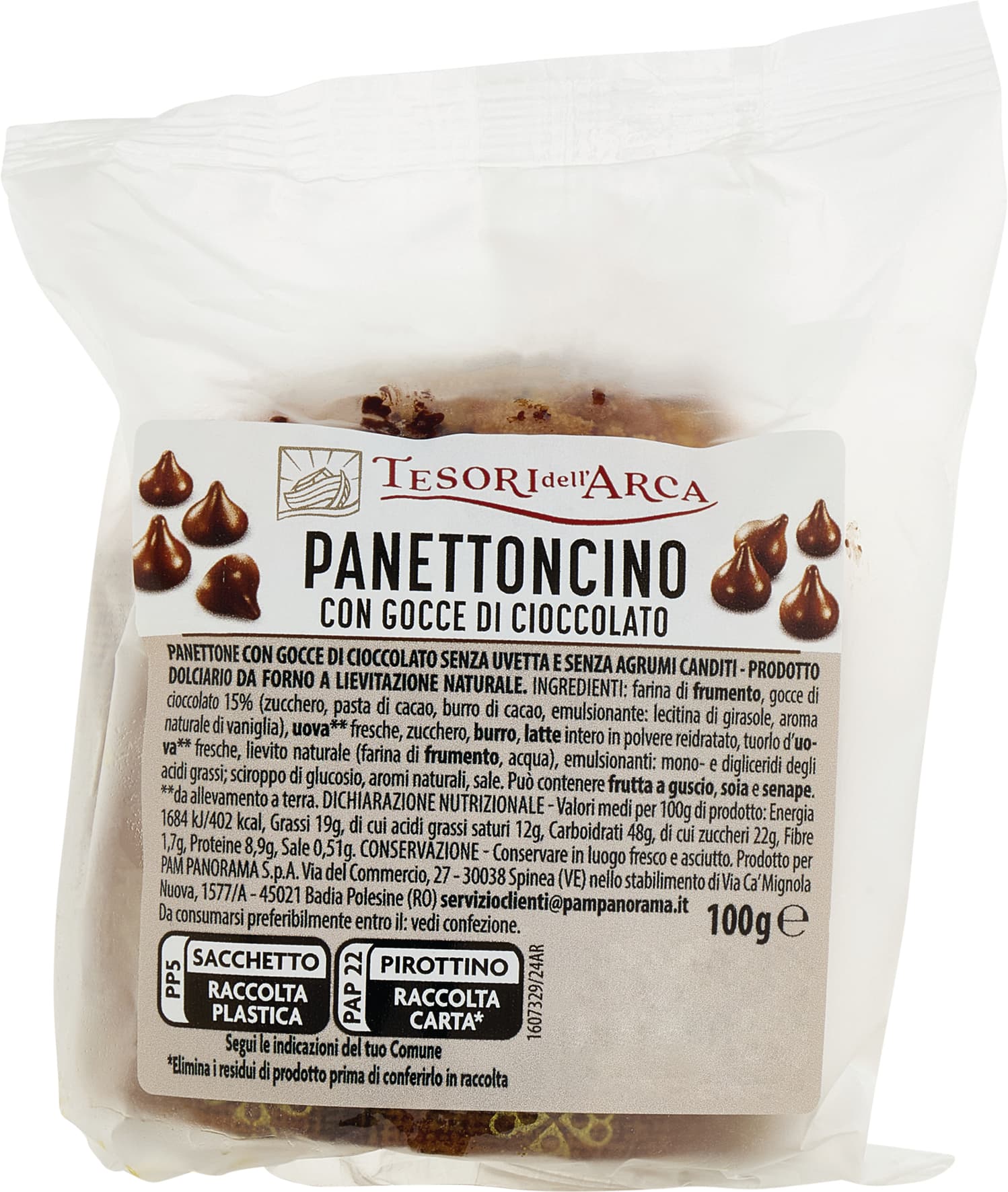 TESORI DELL'ARCA Panettoncino con Gocce di Cioccolato 100 g – immagine 2
