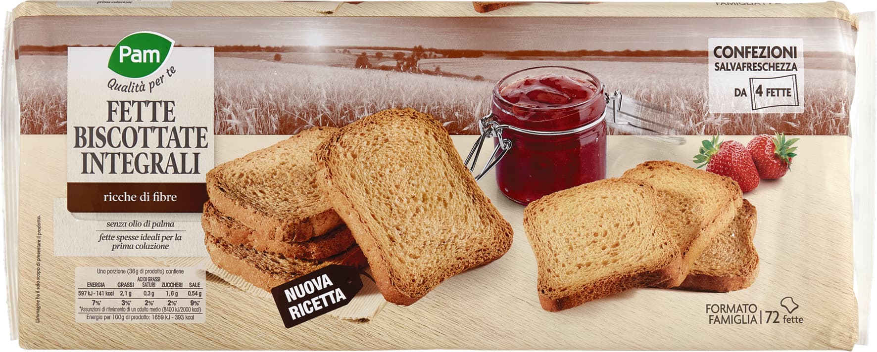PAM Qualità per te Fette Biscottate Integrali 18 x 36 g – immagine 2