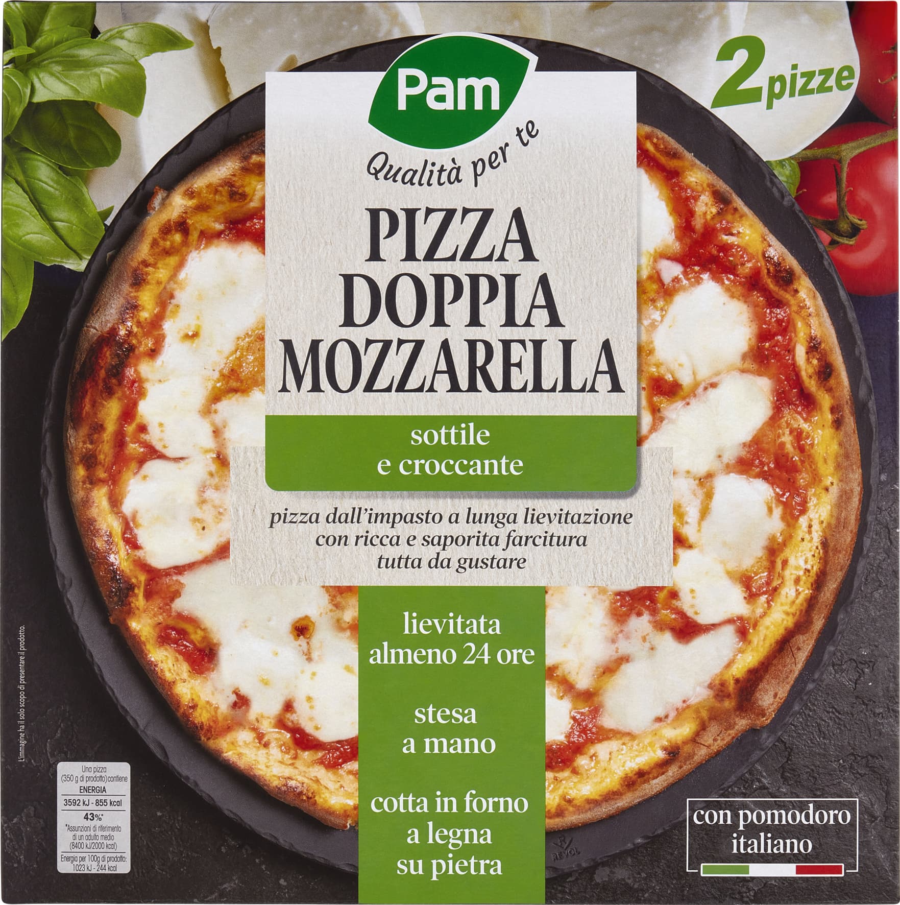 PAM PANORAMA 2 Pizze Doppia Mozzarella surgelate 700g (350g x 2) – immagine 2