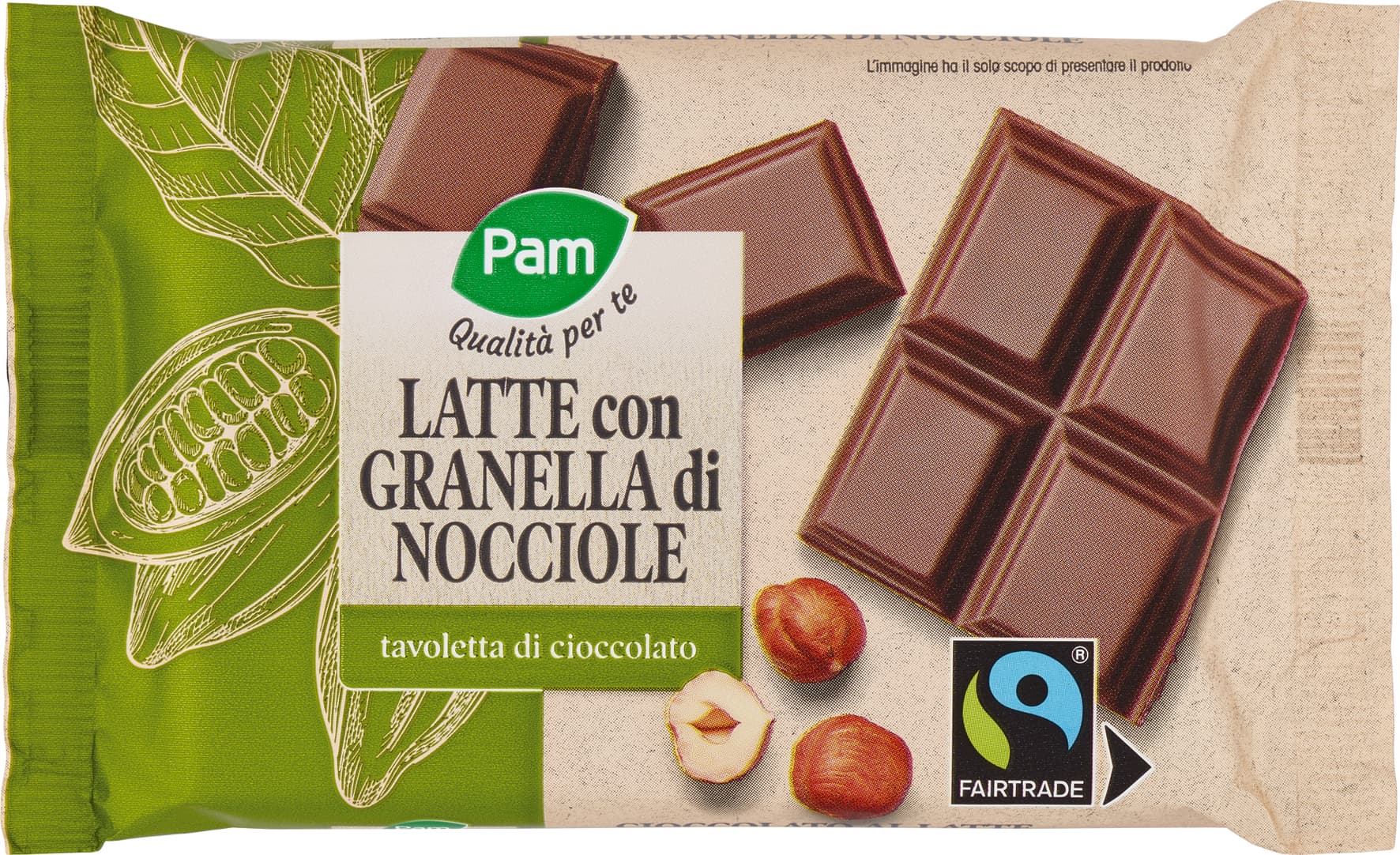PAM Qualità per te Latte con Granella di Nocciole tavoletta di cioccolato 100 g – immagine 2