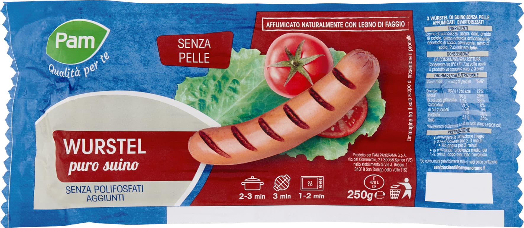 PAM Qualità per te Wurstel puro suino 250 g – immagine 2