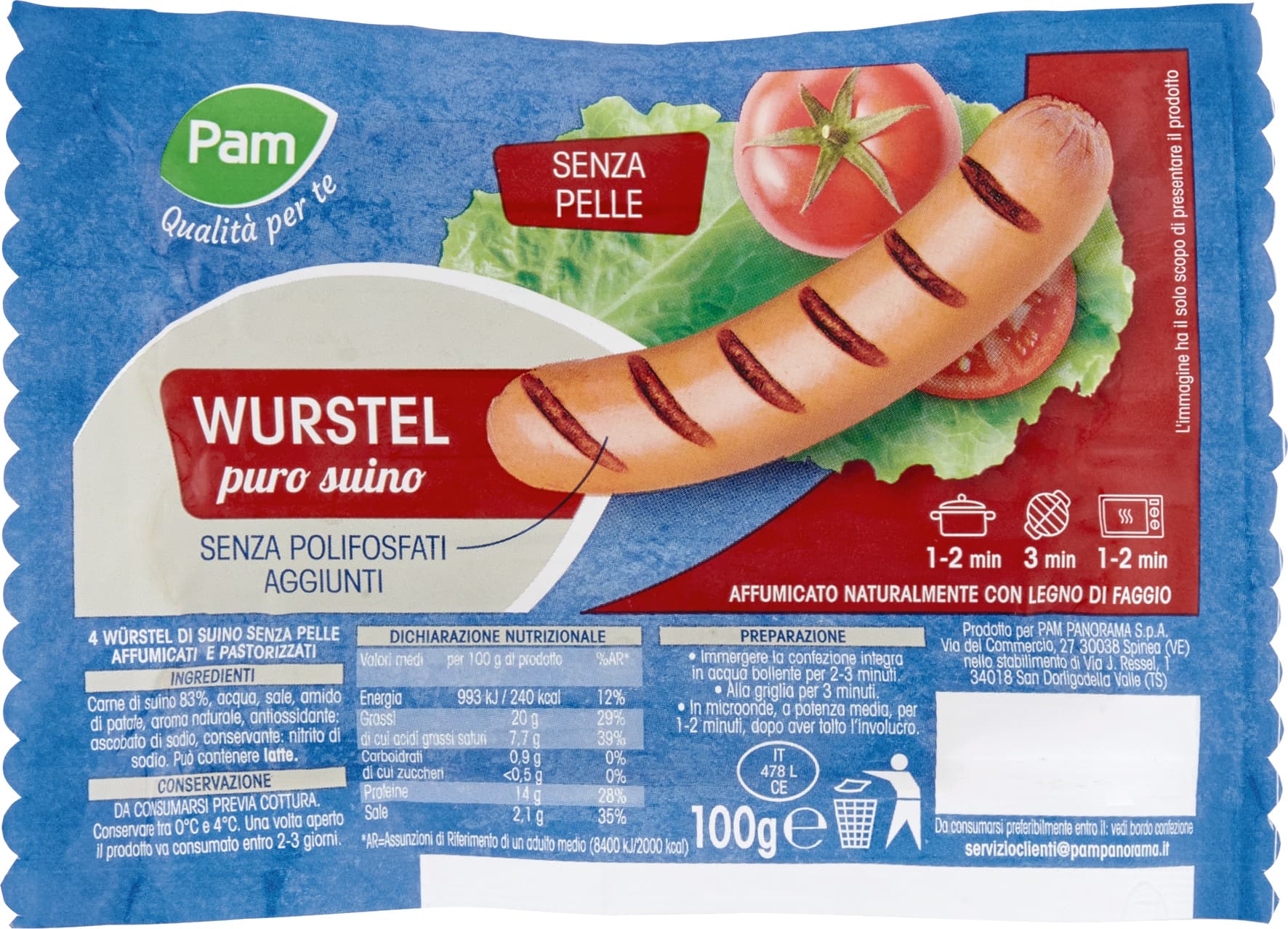 PAM Qualità per te Wurstel puro suino 100 g – immagine 2