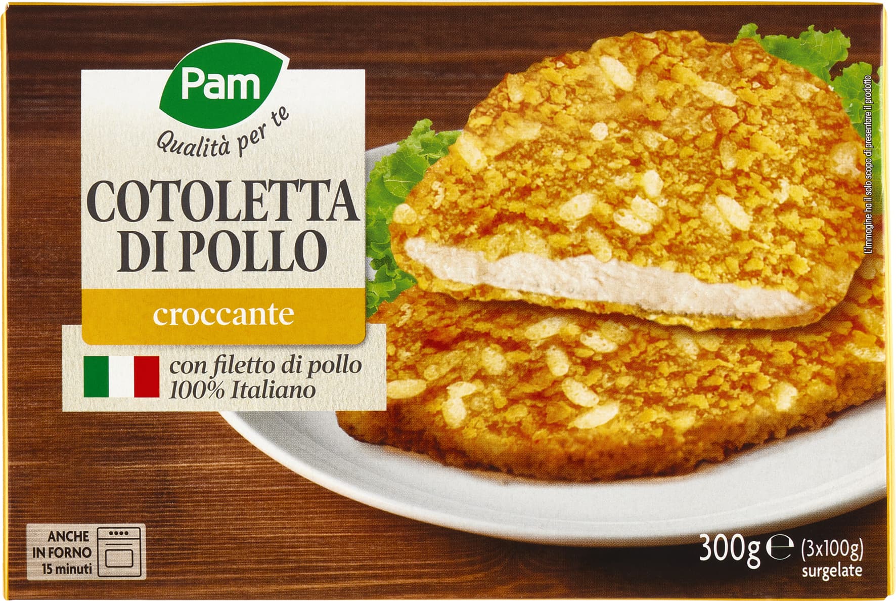 PAM Qualità per te Cotoletta di Pollo croccante surgelate 3 x 100 g – immagine 2