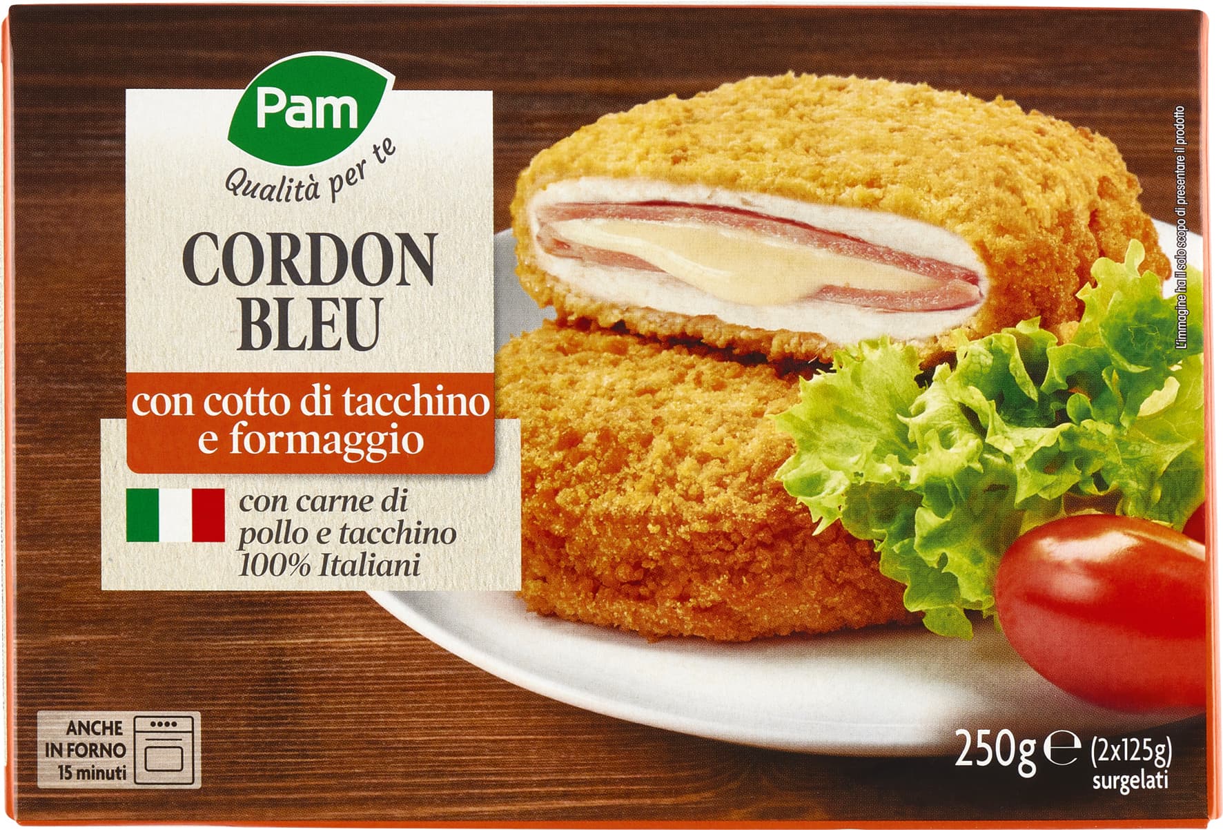 PAM Qualità per te Cordon Bleu con cotto di tacchino e formaggio surgelati 2 x 125 g – immagine 2