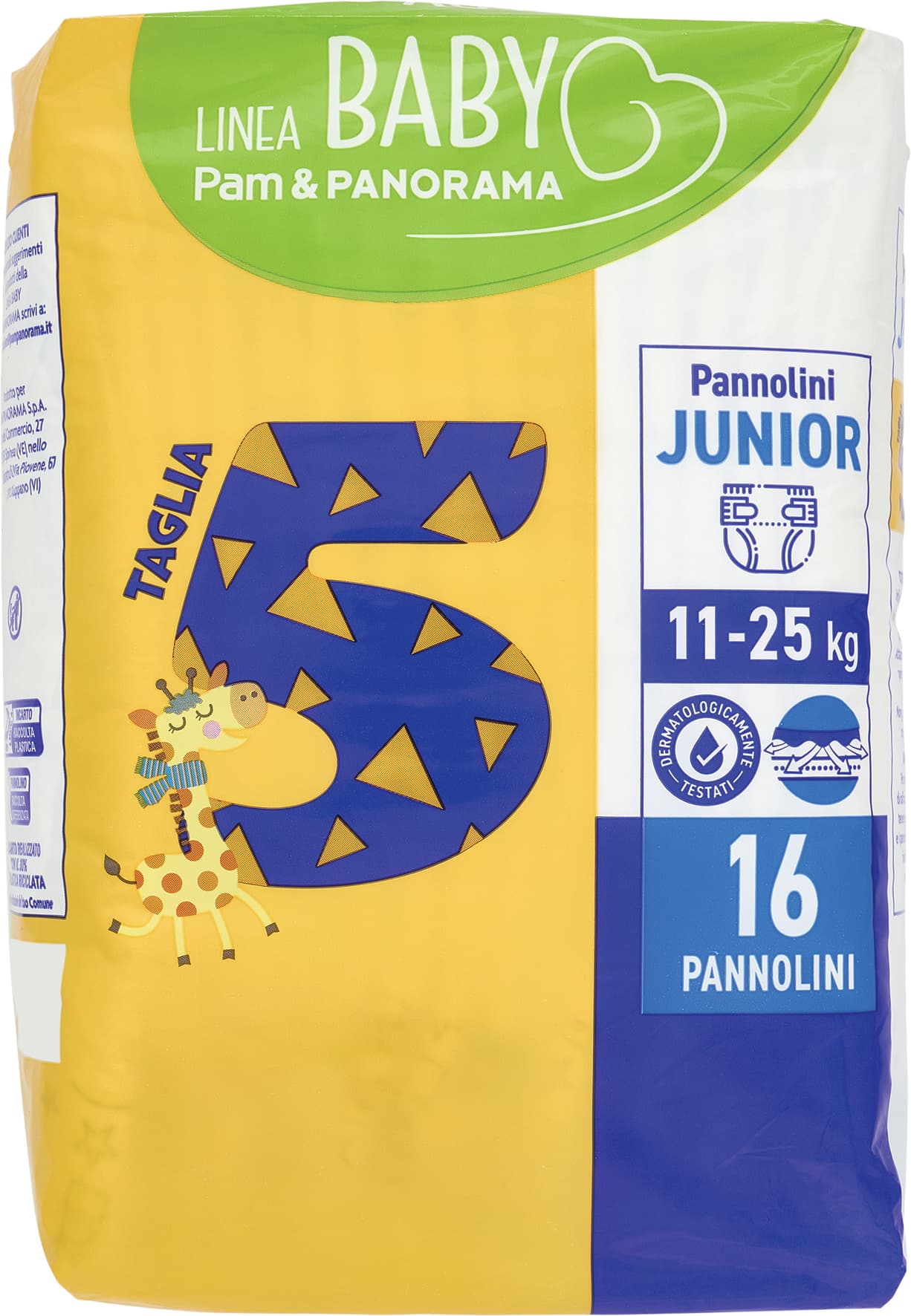 PAM PANORAMA Linea Baby Pannolini Junior Taglia 5 11-25 Kg 16 pz – immagine 2