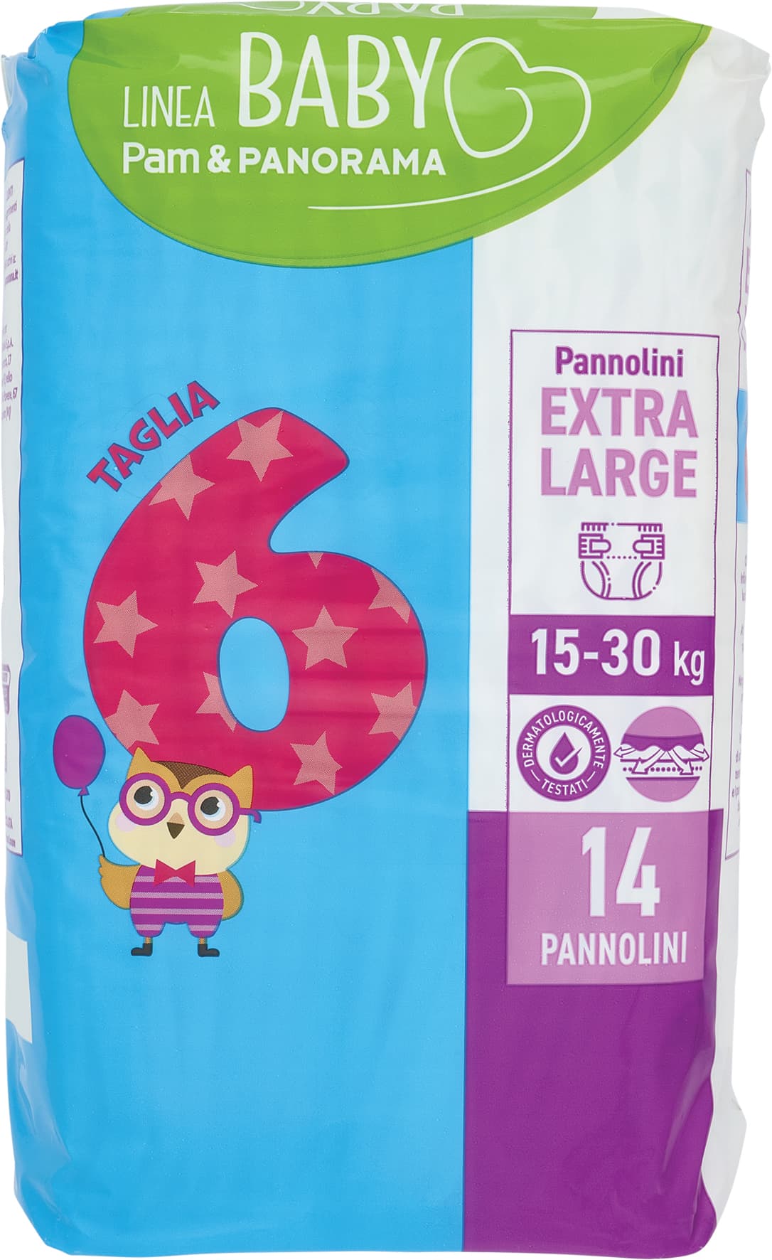 PAM PANORAMA Linea Baby Pannolini Extra Large Taglia 6 15-30 Kg 14 pz – immagine 2