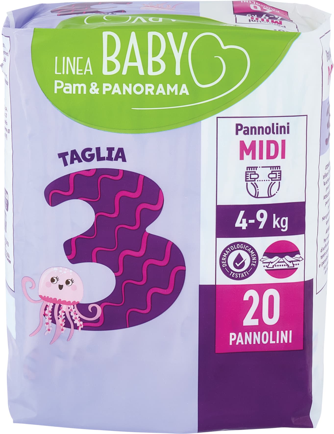 PAM PANORAMA Linea Baby Pannolini Midi Taglia 3 4-9 Kg 20 pz – immagine 2
