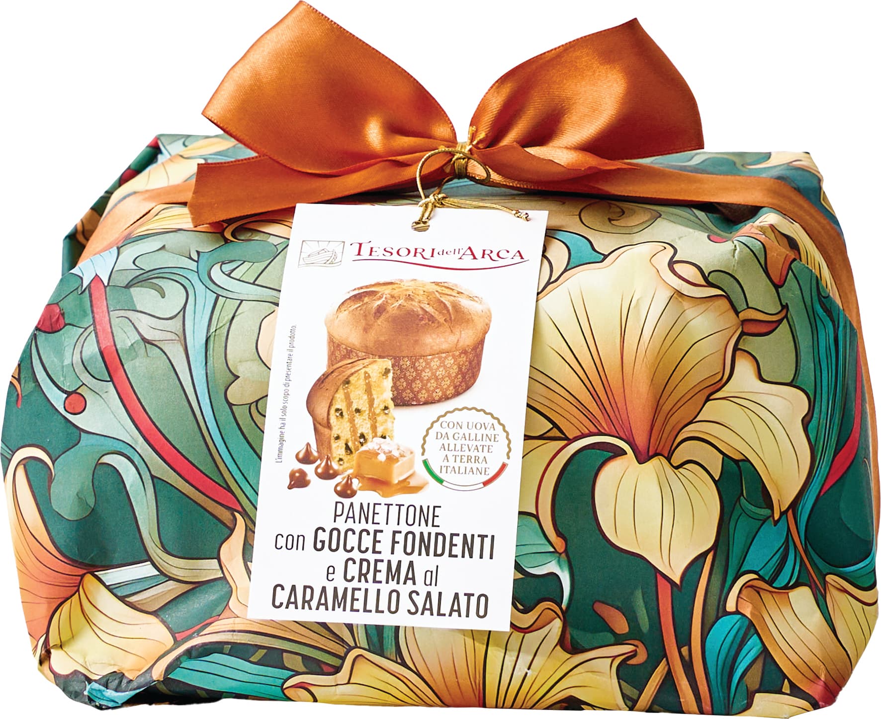 TESORI DELL'ARCA Panettone con Gocce Fondenti e Crema al Caramello Salato 1000 g – immagine 2