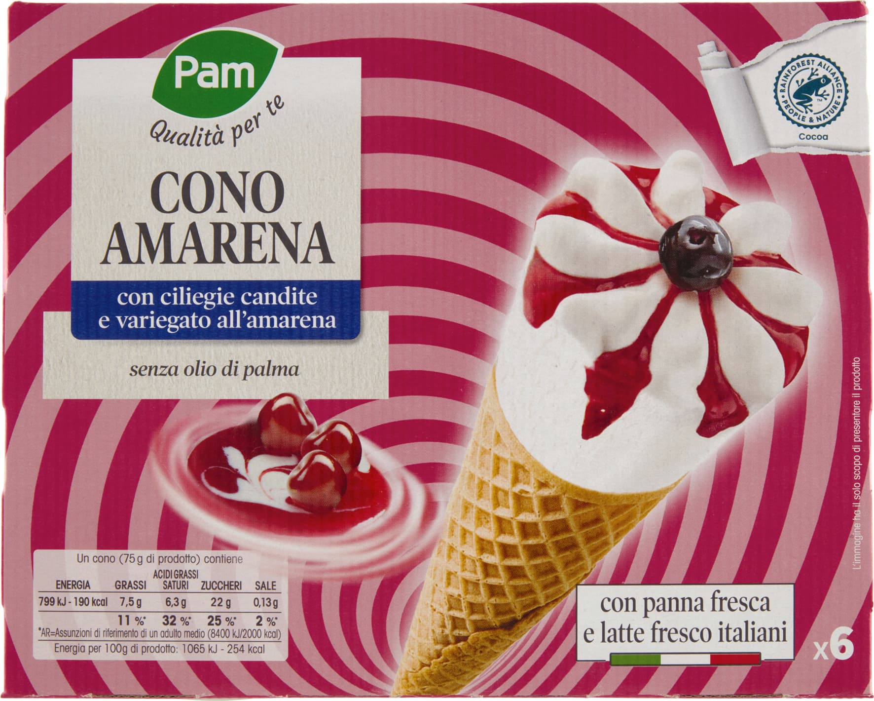 PAM Qualità per te Cono Amarena 6 x 75 g – immagine 2