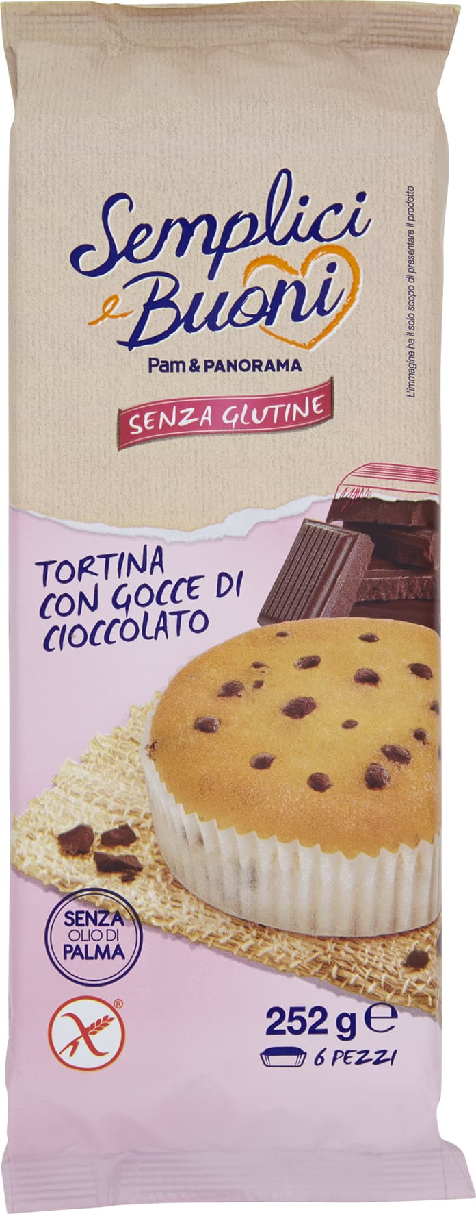SEMPLICI E BUONI Senza Glutine Tortina con Gocce di Cioccolato 252g (42g x 6) – immagine 2