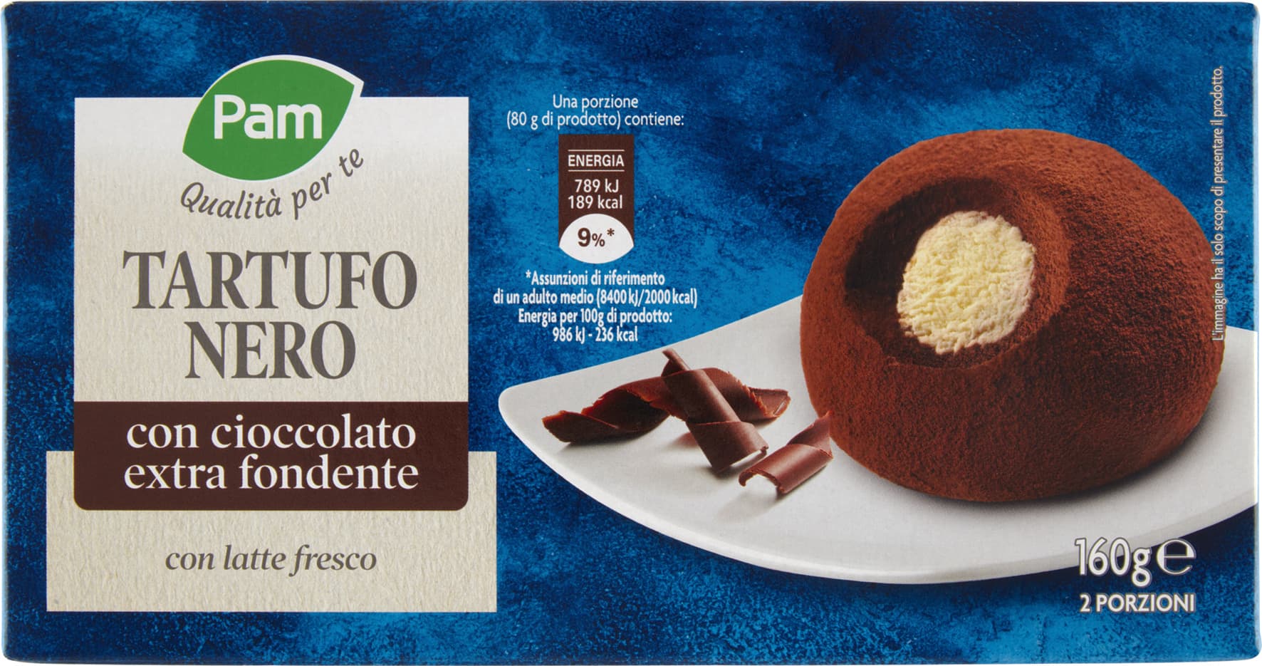 PAM Qualità per te Tartufo Nero con cioccolato extra fondente 2 x 80 g – immagine 2