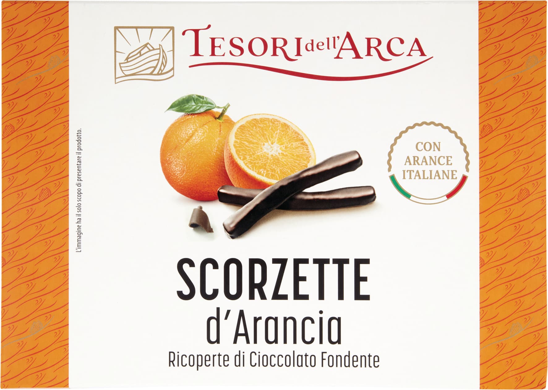TESORI DELL'ARCA Scorzette d'Arancia Ricoperte di Cioccolato Fondente 230 g – immagine 2