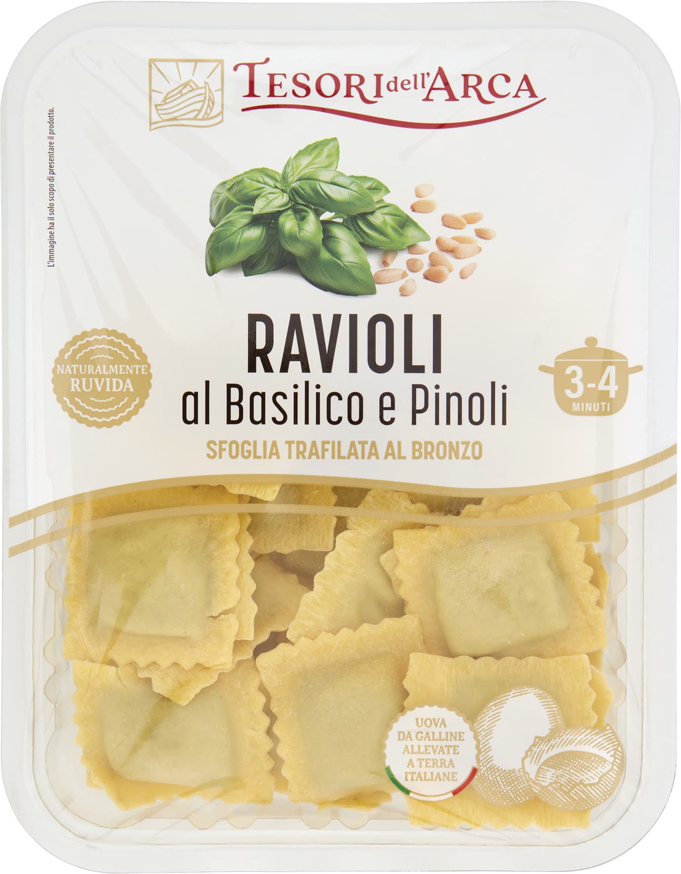 TESORI DELL'ARCA Ravioli al Basilico e Pinoli 250 g – immagine 2
