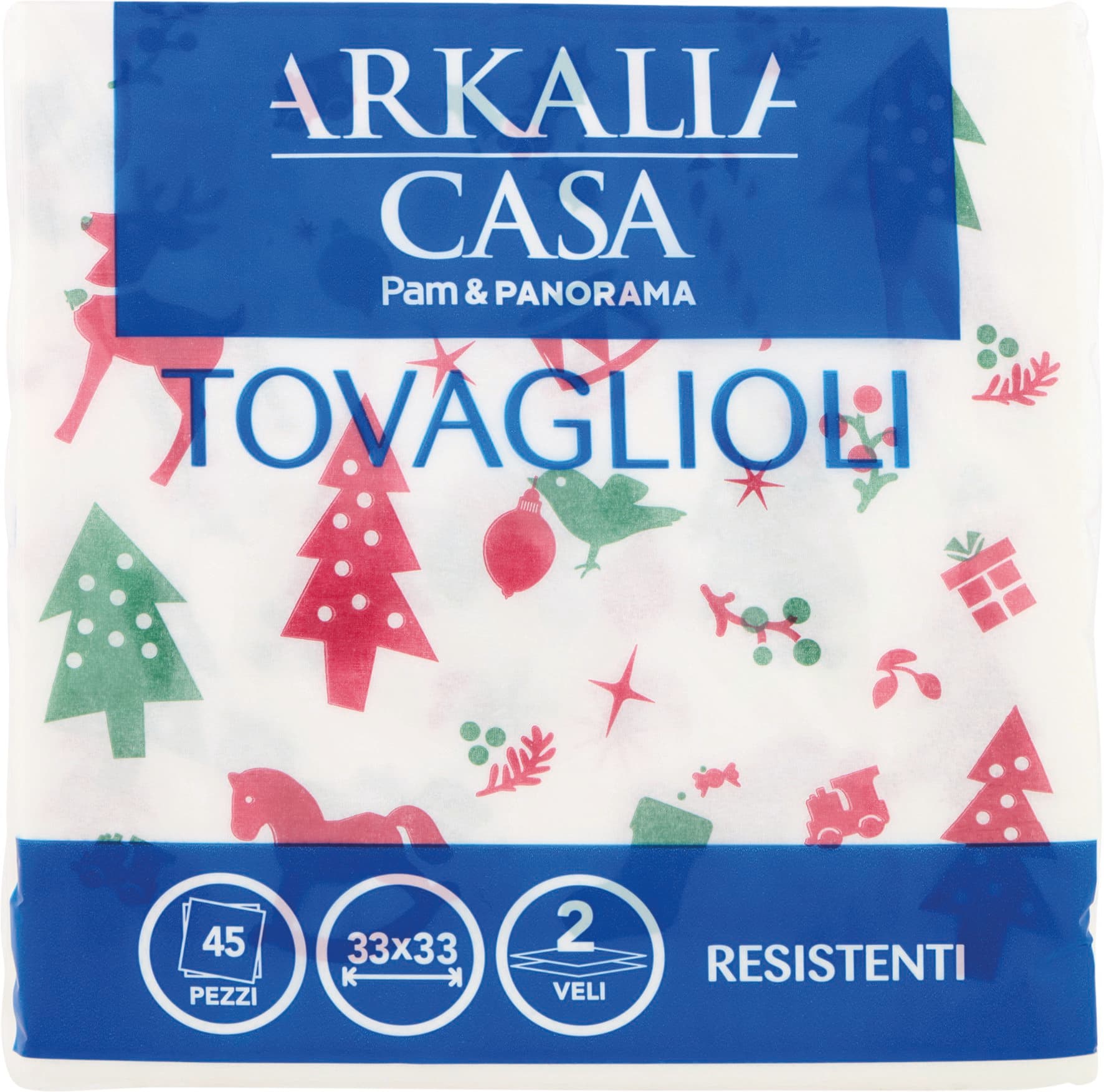 ARKALIA CASA Tovaglioli Decoro Natale 33x33 2 Veli 45 pz – immagine 2