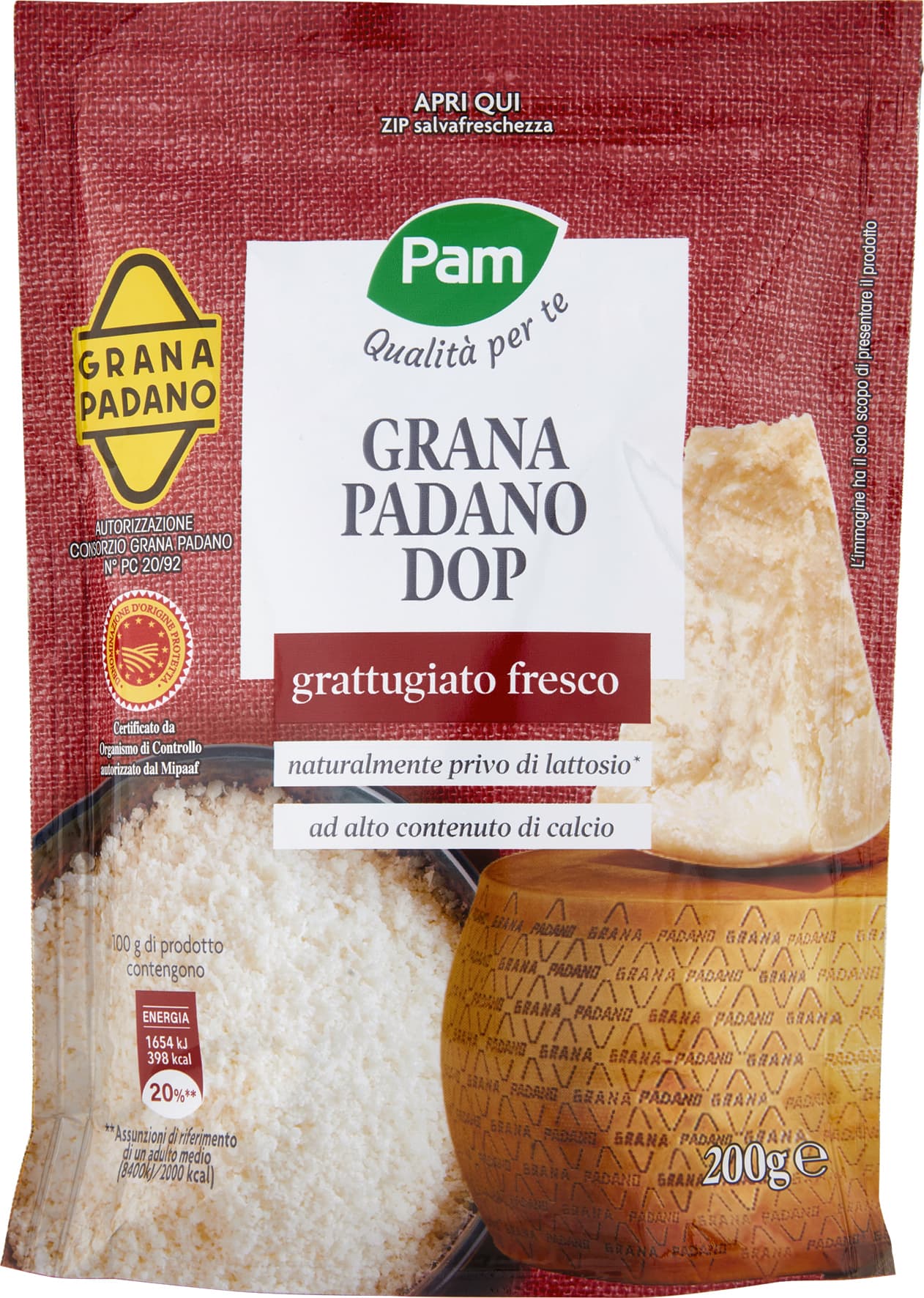 PAM Qualità per te Grana Padano DOP grattugiato fresco 200 g – immagine 2