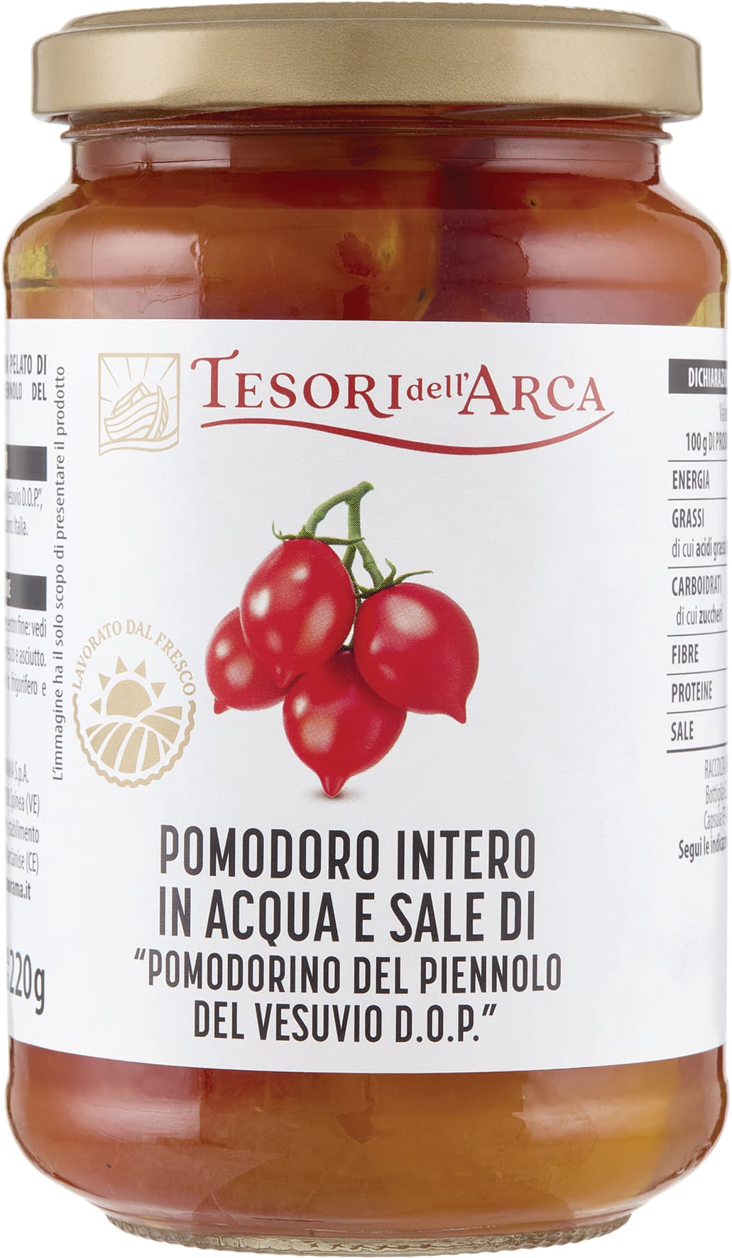 TESORI DELL'ARCA Pomodoro Intero in Acqua e Sale di "Pomodorino del Piennolo del Vesuvio DOP" 360 g – immagine 2