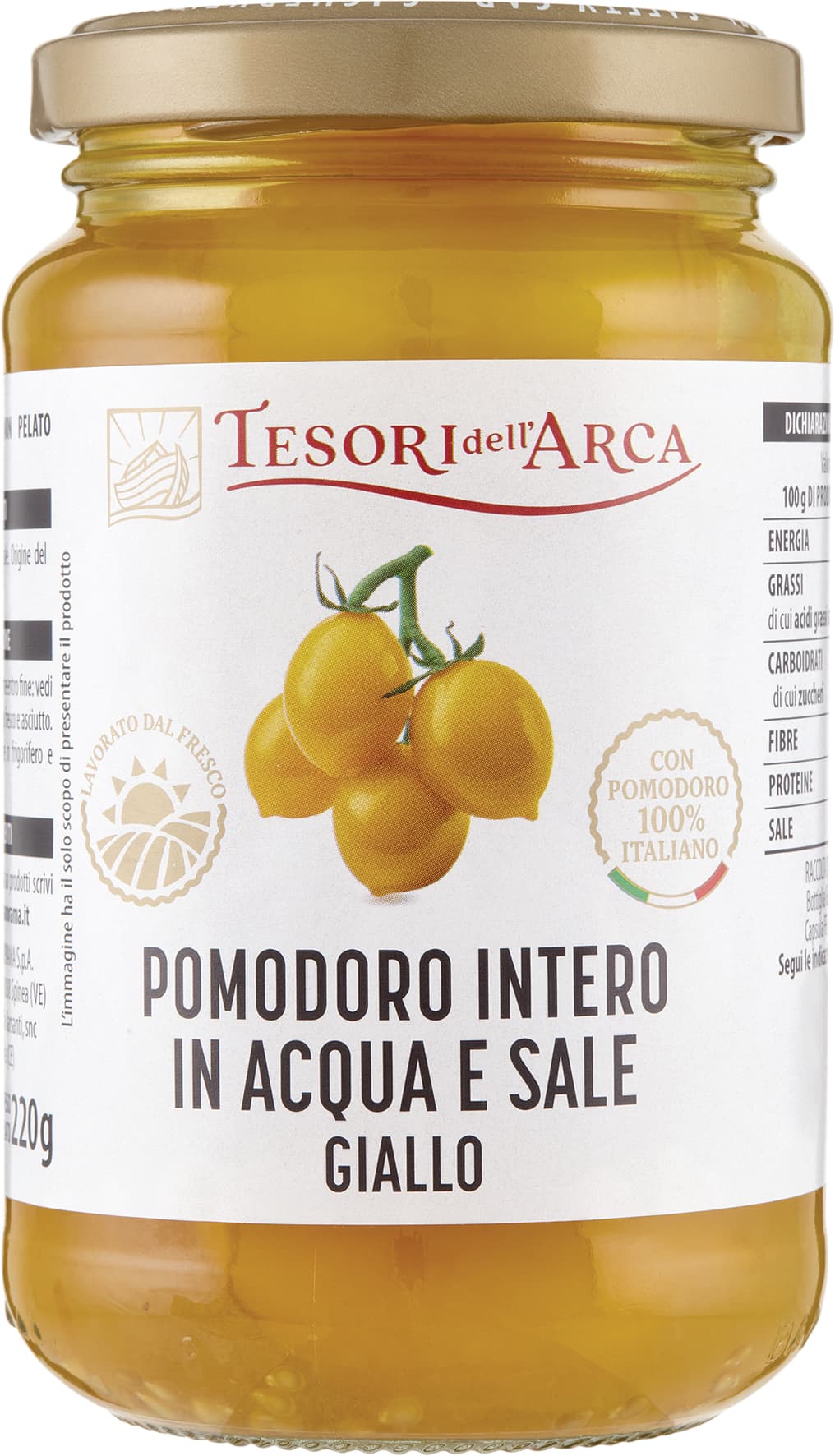 TESORI DELL'ARCA Pomodoro Intero in Acqua e Sale Giallo 360 g – immagine 2