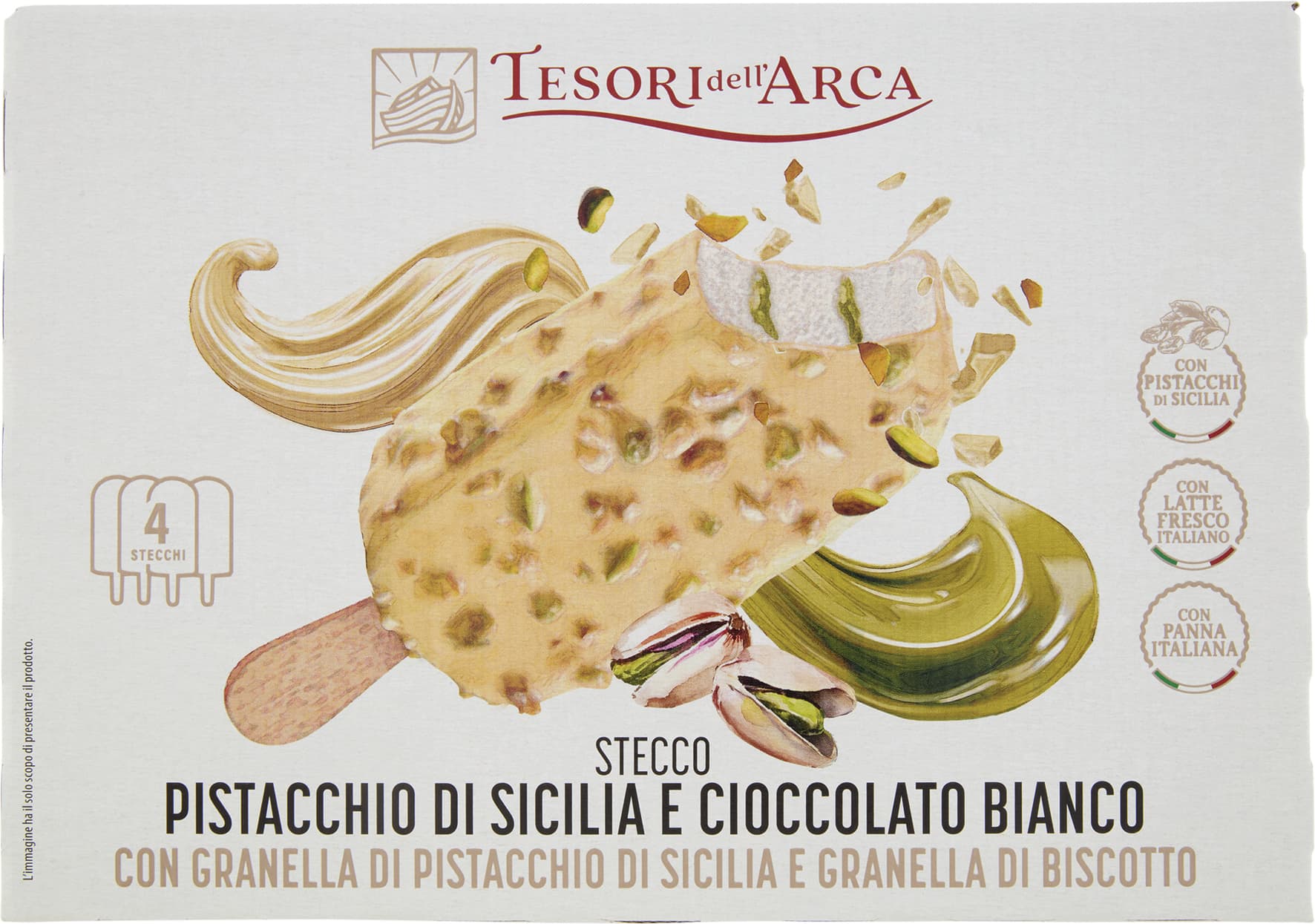 TESORI DELL'ARCA Stecco Pistacchio di Sicilia e Cioccolato Bianco 4 x 65 g – immagine 2