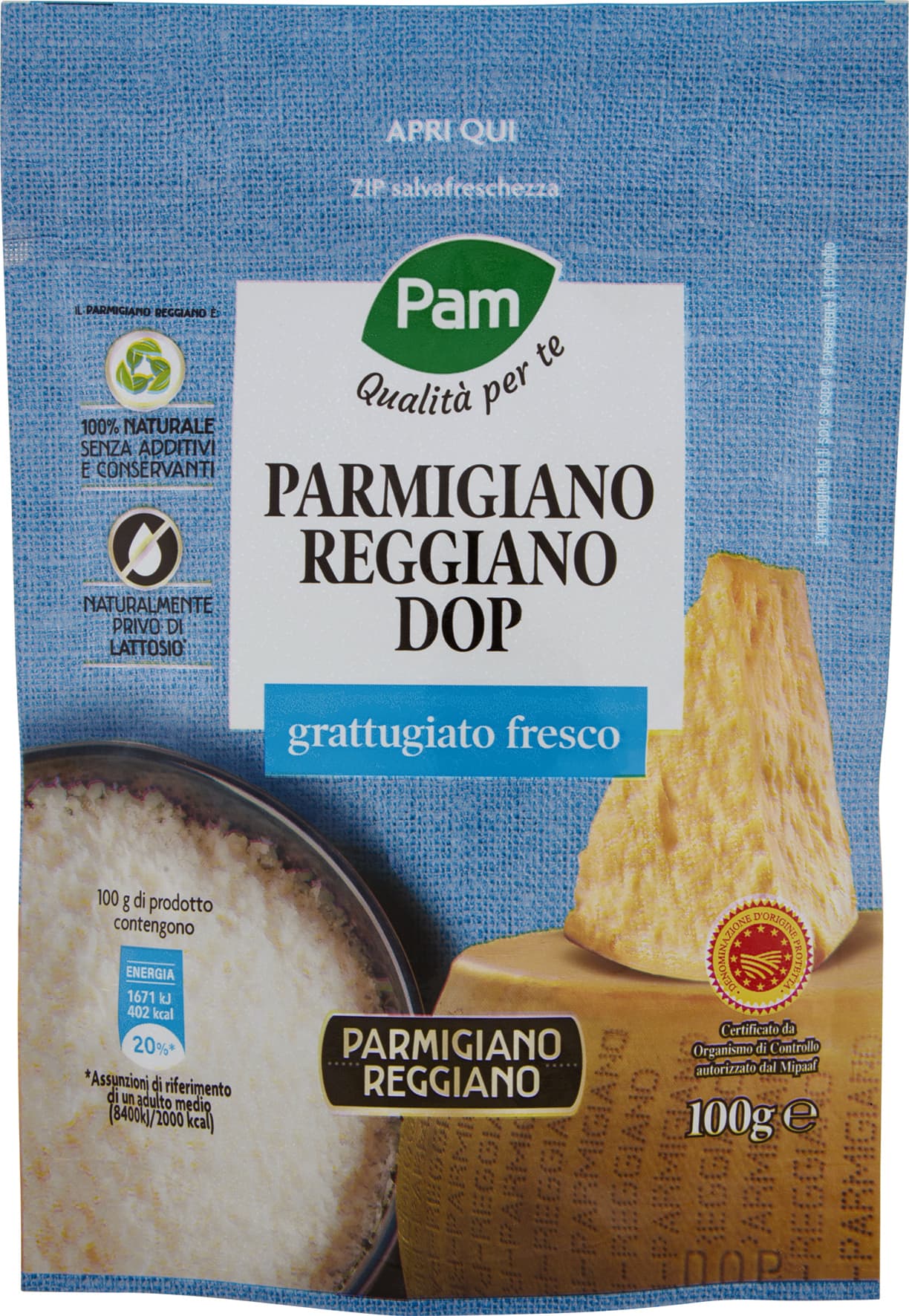 PAM Qualità per te Parmigiano Reggiano DOP grattugiato fresco 100 g – immagine 2