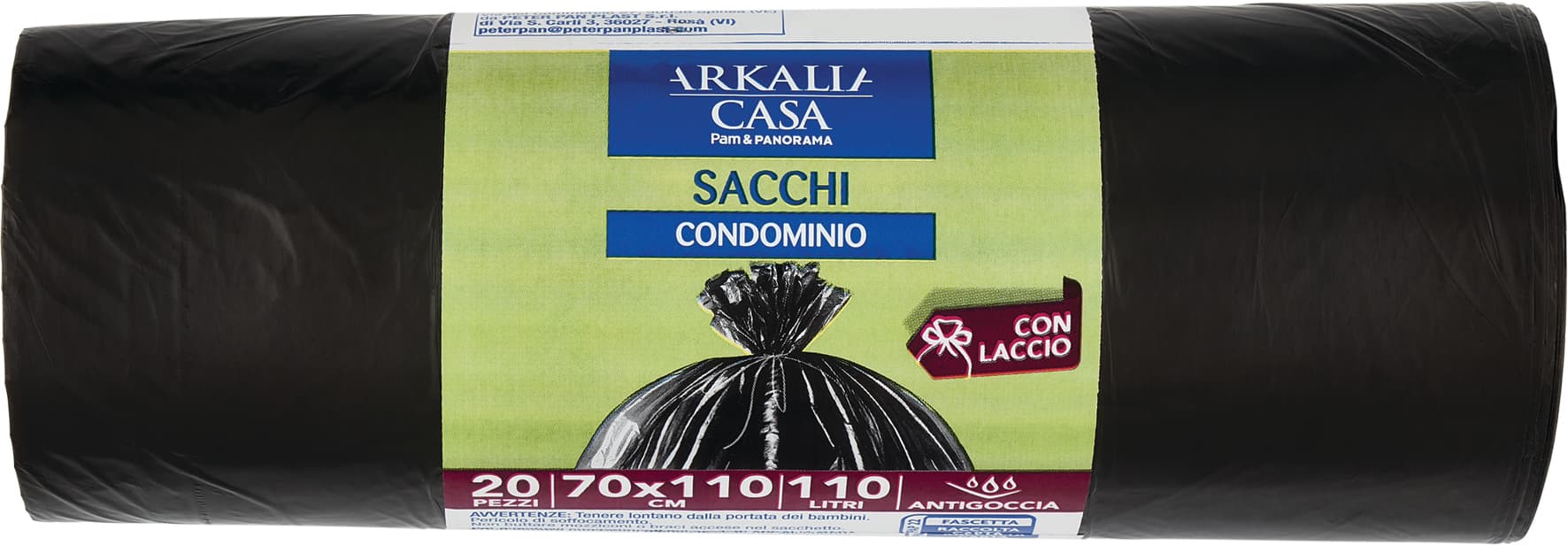 ARKALIA CASA Sacchi Condominio con Laccio 70x110 cm 110 Litri Antigoccia 20 pz – immagine 2
